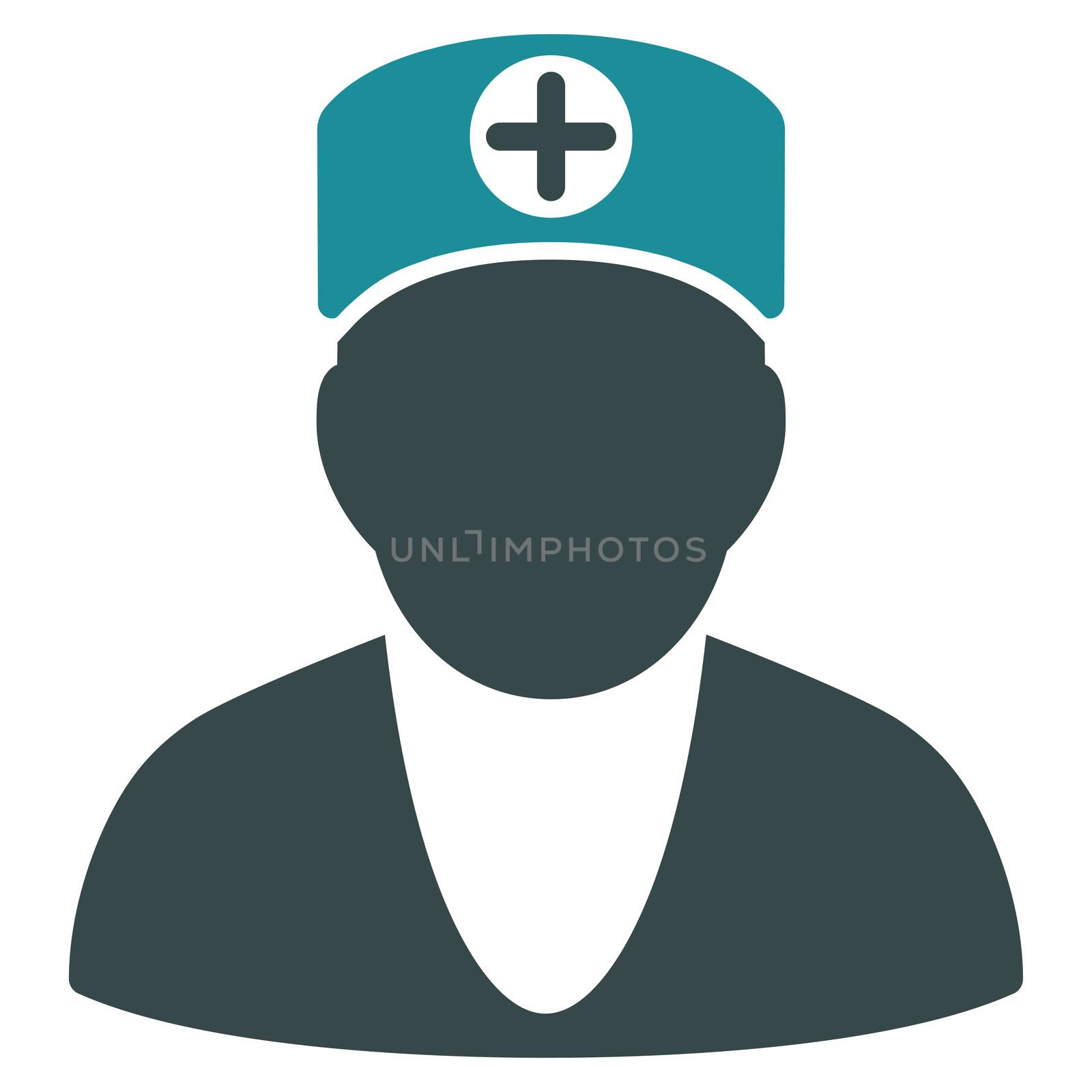 Doctor raster icon. Style is bicolor flat symbol, soft blue colors, rounded angles, white background.