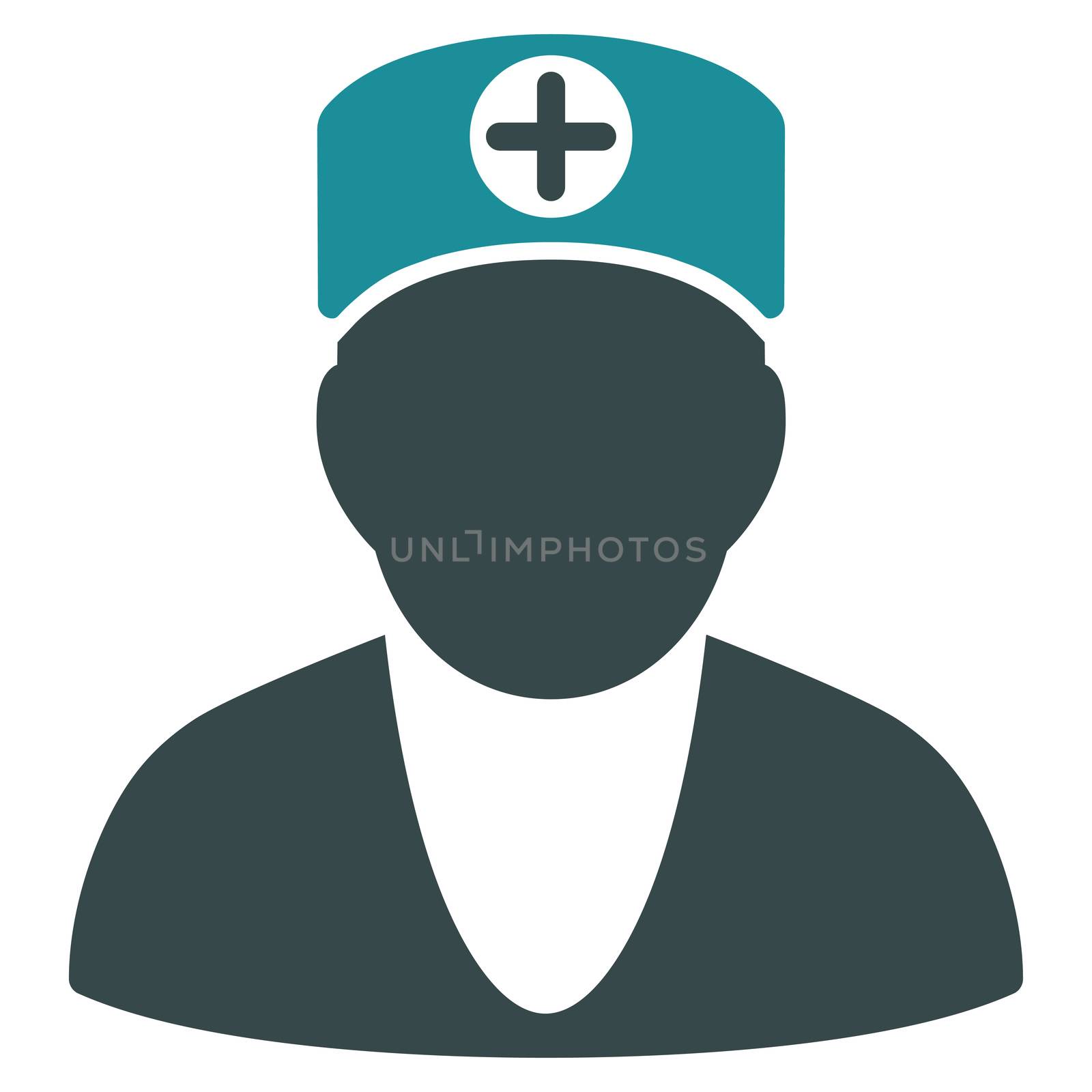 Doctor raster icon. Style is bicolor flat symbol, soft blue colors, rounded angles, white background.