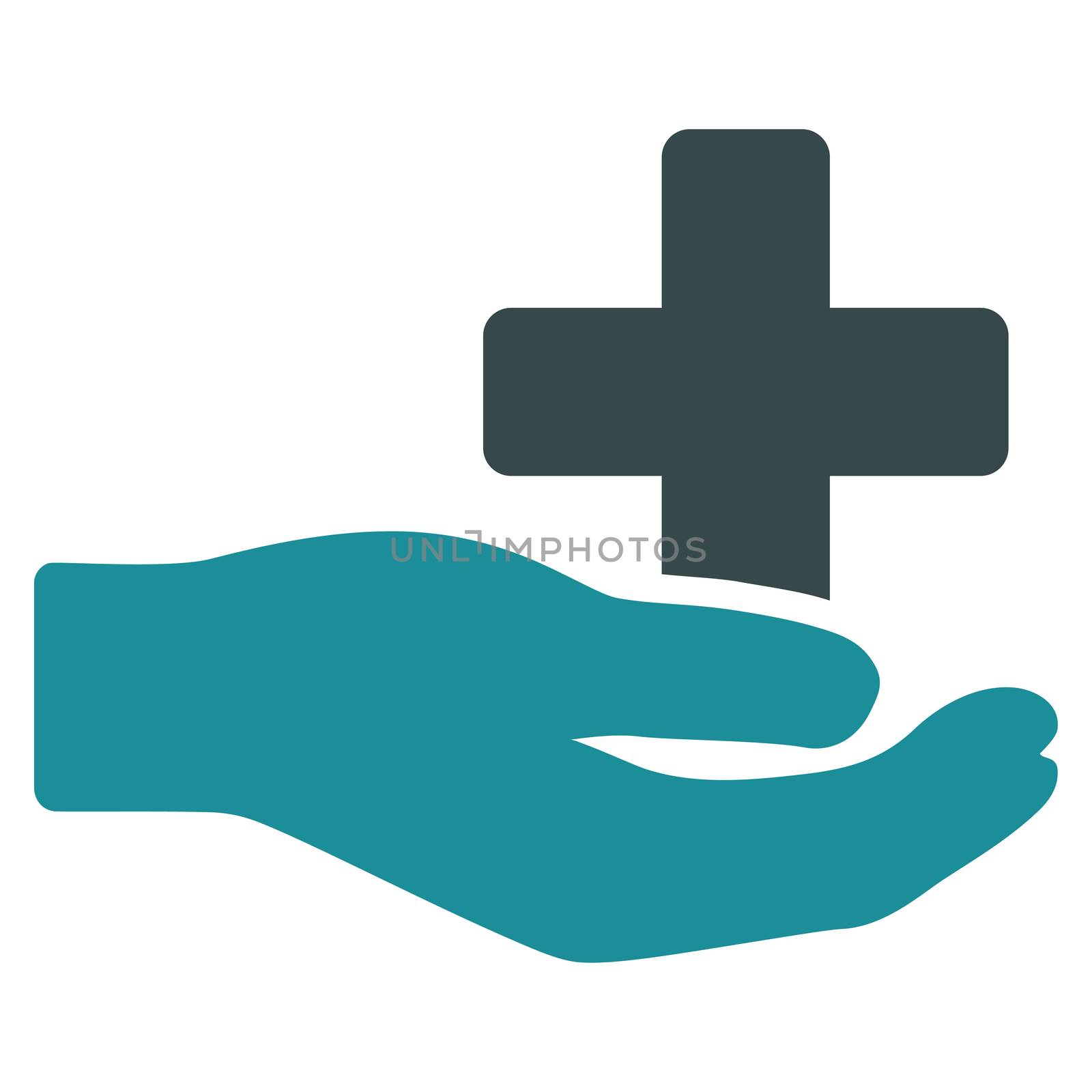 Health Care Donation raster icon. Style is bicolor flat symbol, soft blue colors, rounded angles, white background.