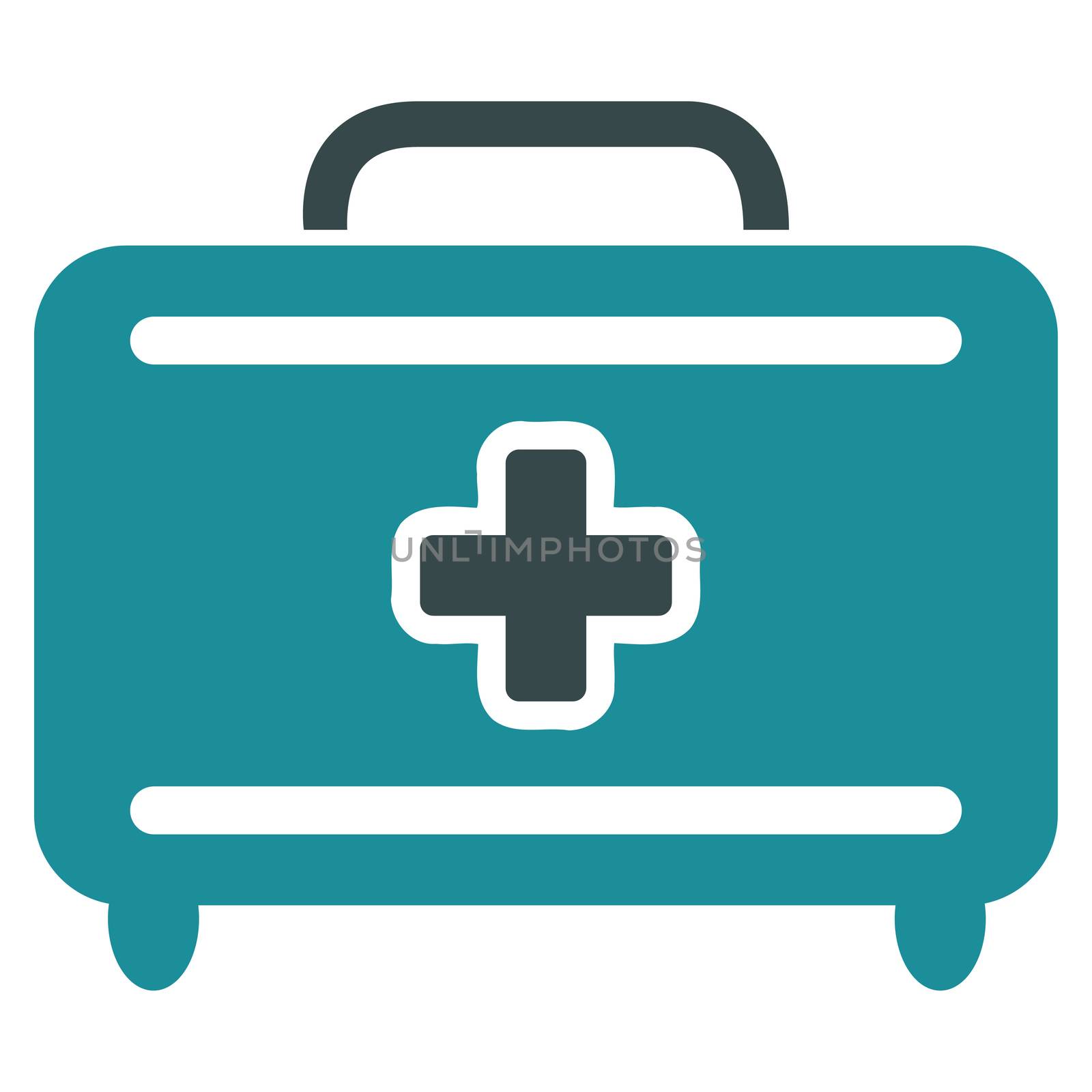 Medical Baggage raster icon. Style is bicolor flat symbol, soft blue colors, rounded angles, white background.