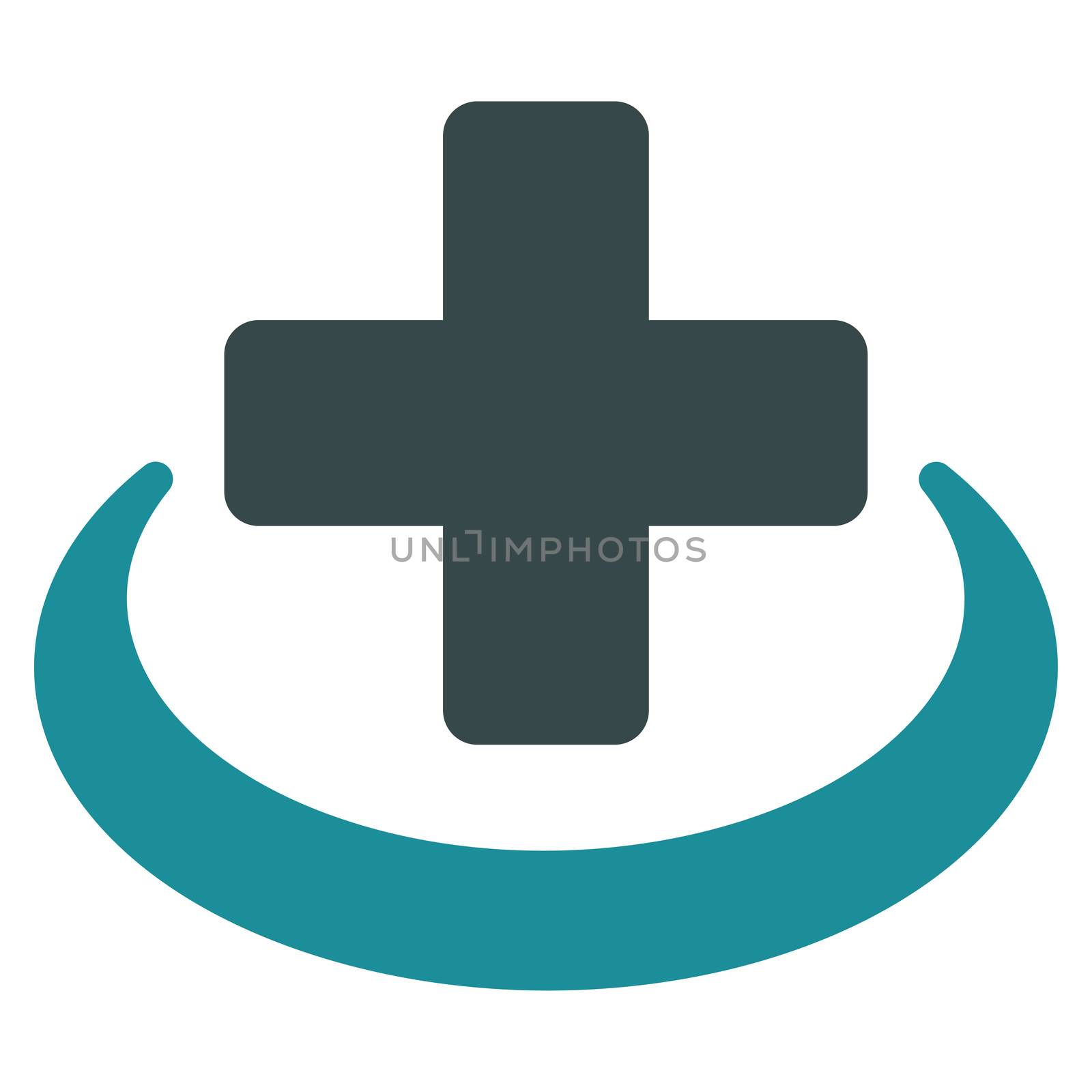 Medical Community raster icon. Style is bicolor flat symbol, soft blue colors, rounded angles, white background.
