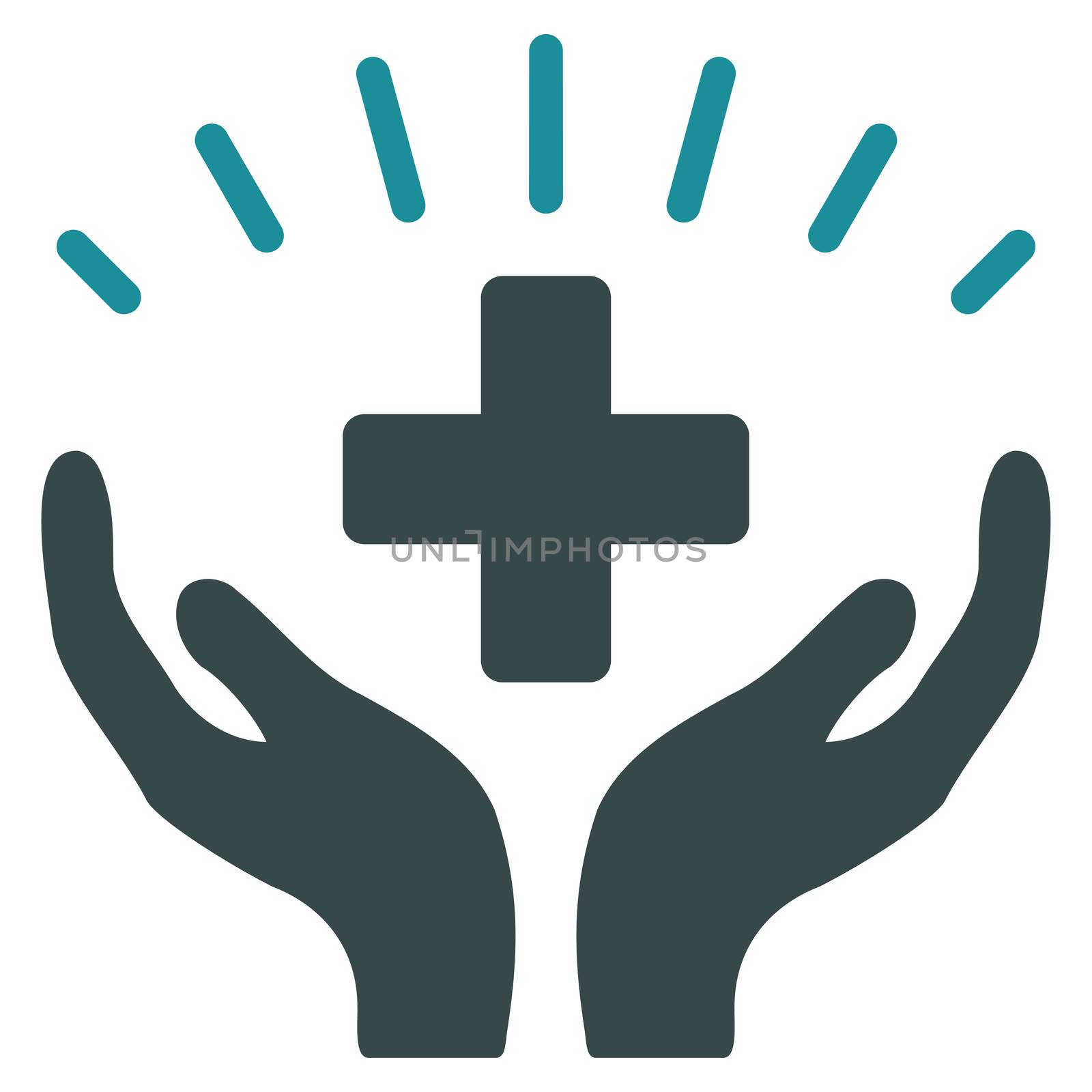 Medical Prosperity raster icon. Style is bicolor flat symbol, soft blue colors, rounded angles, white background.