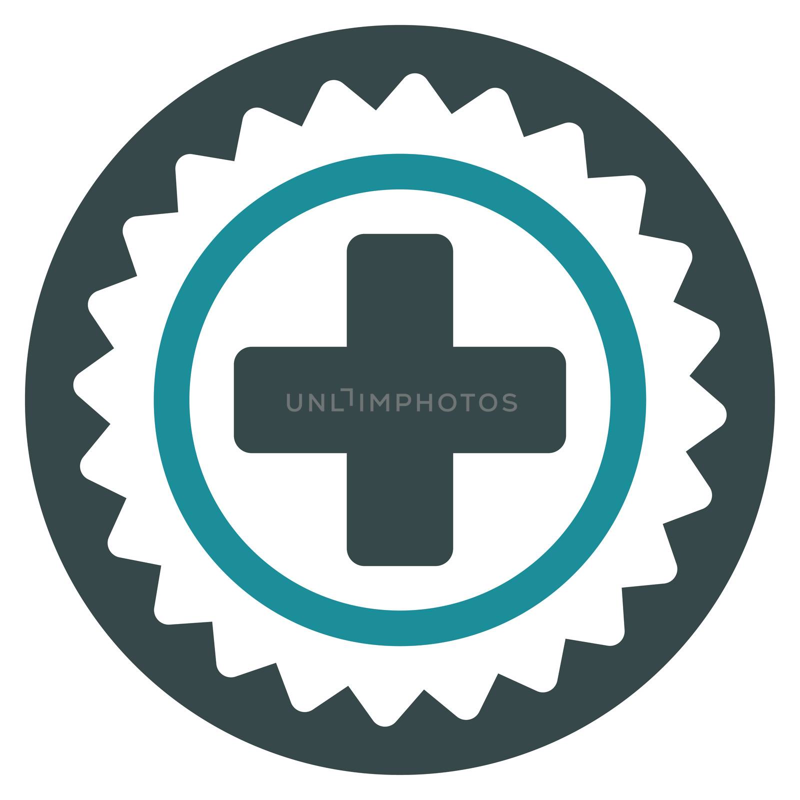 Medical Stamp raster icon. Style is bicolor flat symbol, soft blue colors, rounded angles, white background.