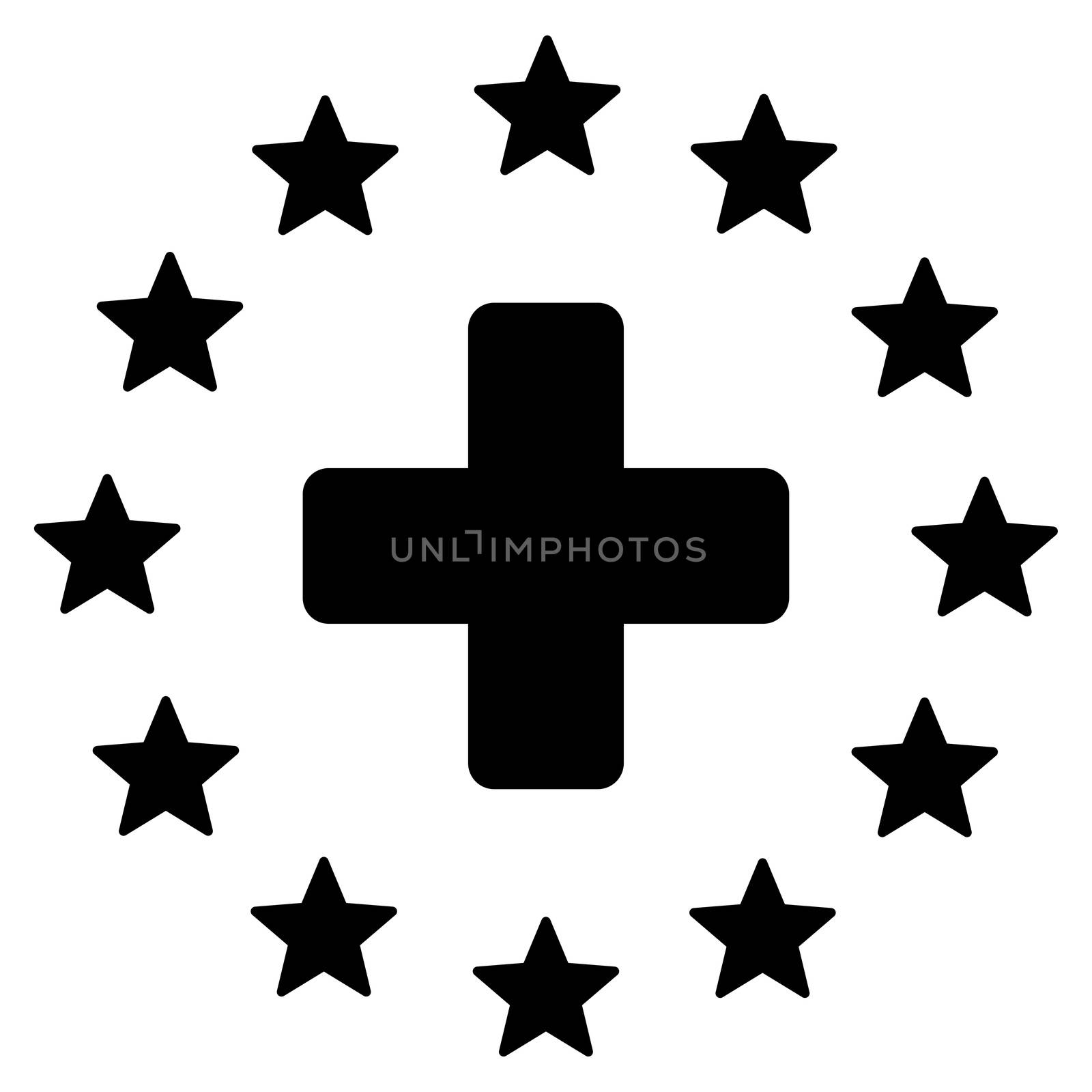 Euro Medicine raster icon. Style is flat symbol, black color, rounded angles, white background.
