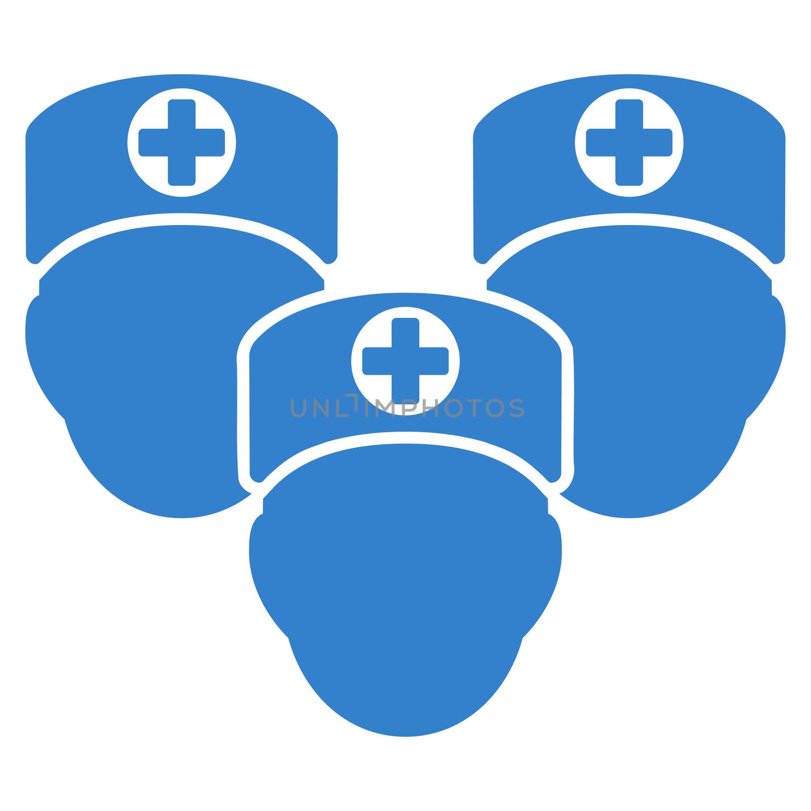 Medical Staff raster icon. Style is flat symbol, cobalt color, rounded angles, white background.