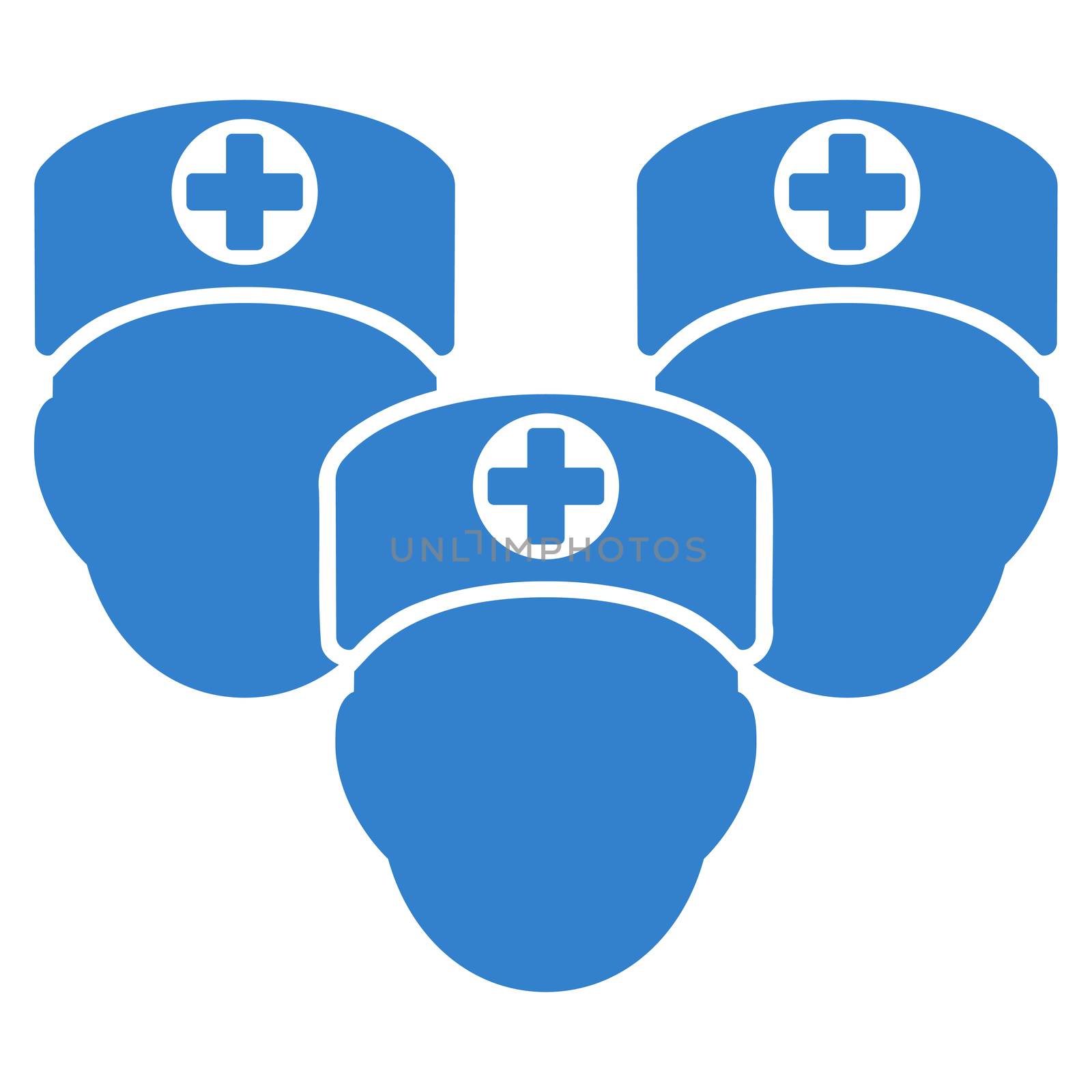 Medical Staff raster icon. Style is flat symbol, cobalt color, rounded angles, white background.