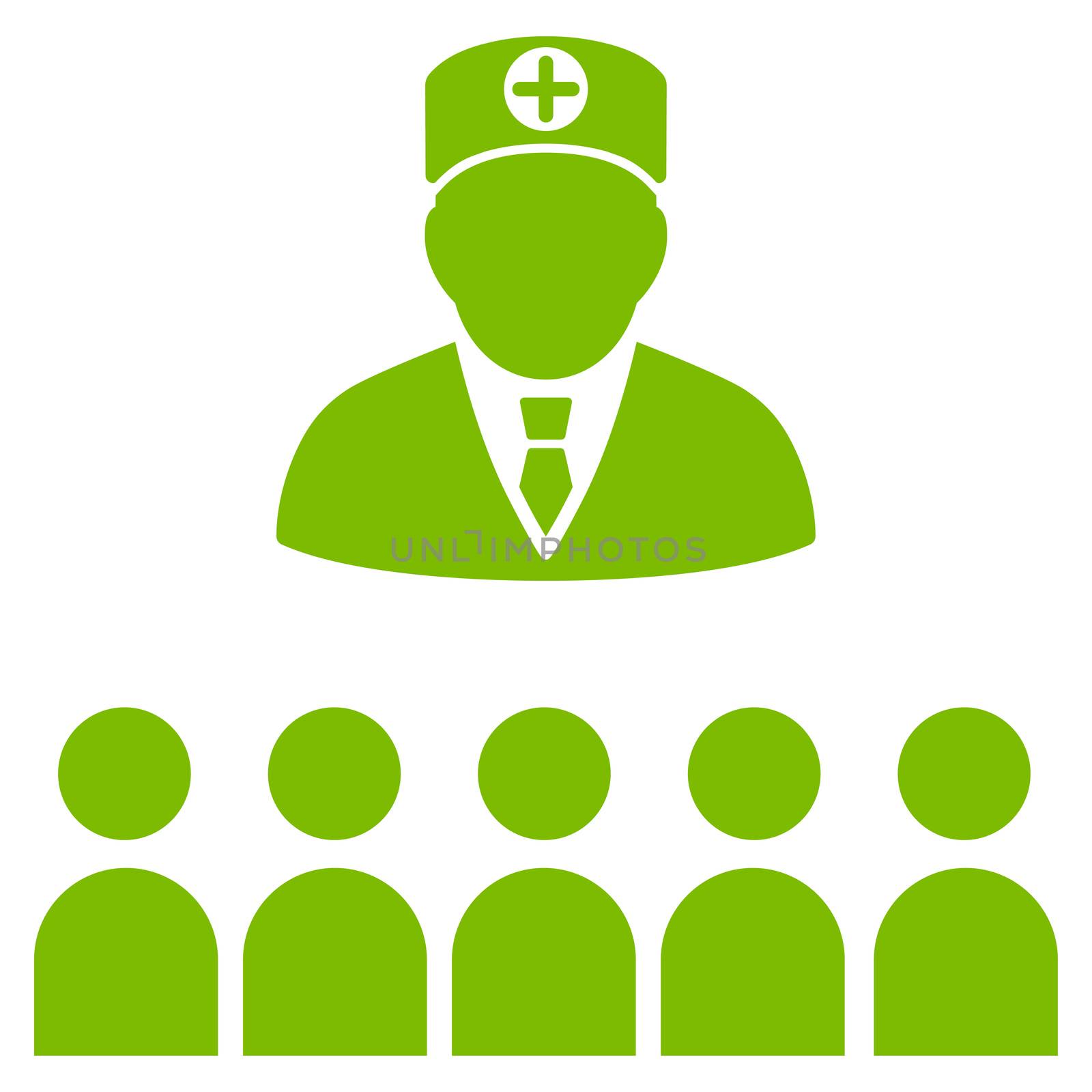 Doctor Class raster icon. Style is flat symbol, eco green color, rounded angles, white background.