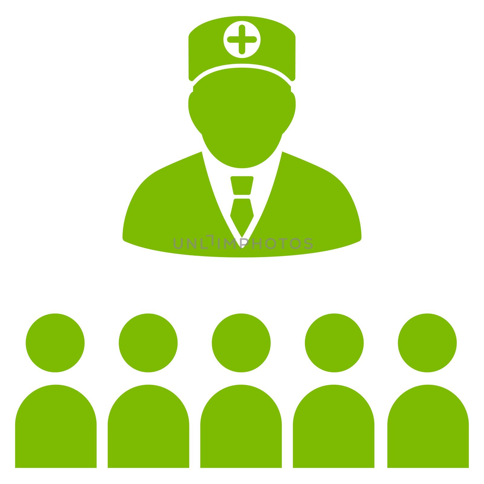 Doctor Class raster icon. Style is flat symbol, eco green color, rounded angles, white background.