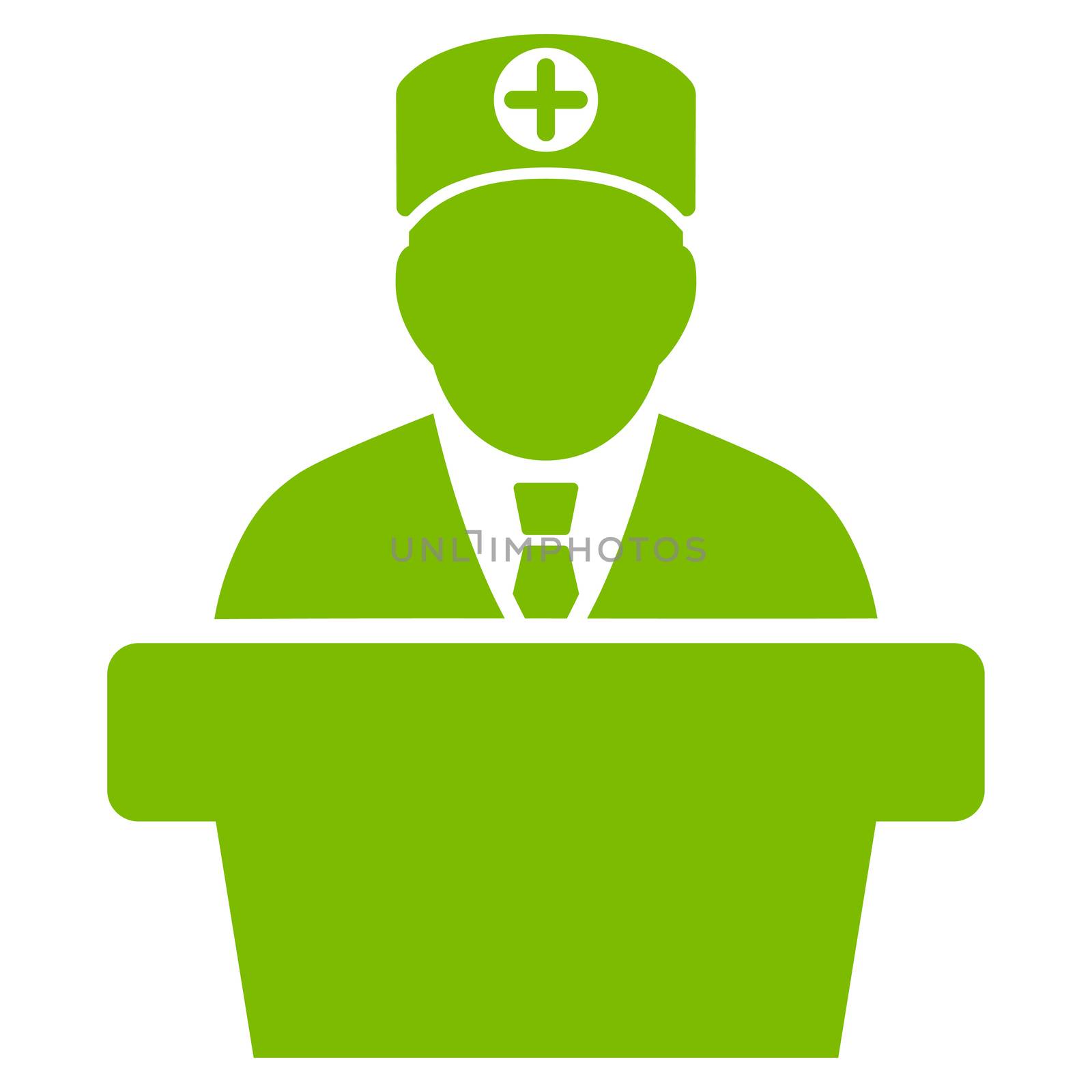 Medical Official Lecture raster icon. Style is flat symbol, eco green color, rounded angles, white background.