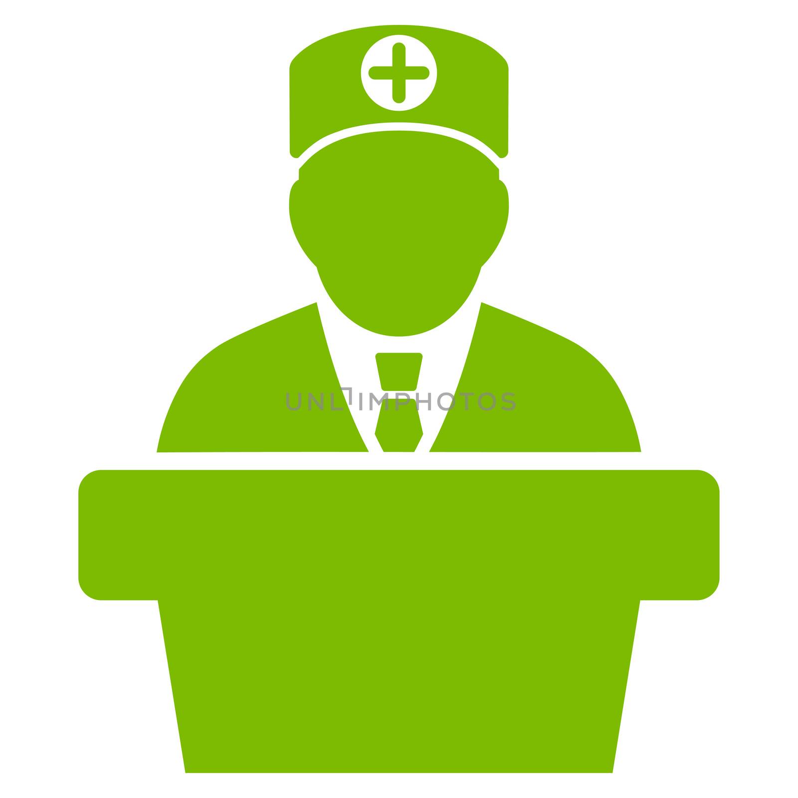 Medical Official Lecture raster icon. Style is flat symbol, eco green color, rounded angles, white background.
