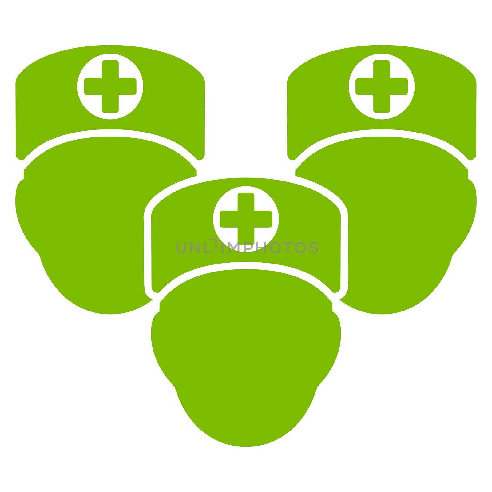 Medical Staff raster icon. Style is flat symbol, eco green color, rounded angles, white background.