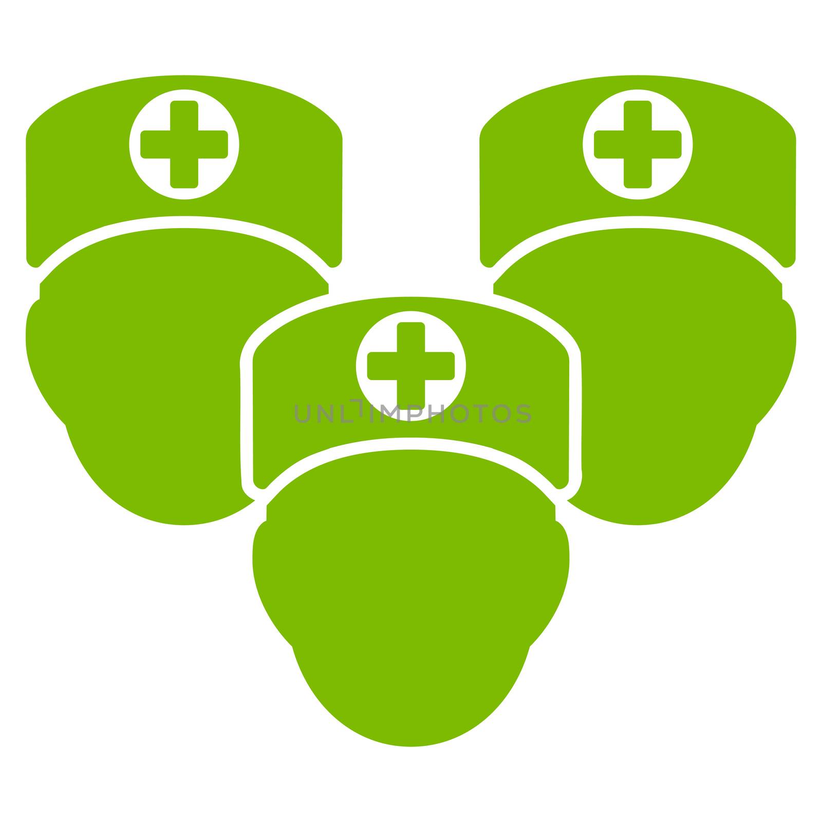 Medical Staff raster icon. Style is flat symbol, eco green color, rounded angles, white background.
