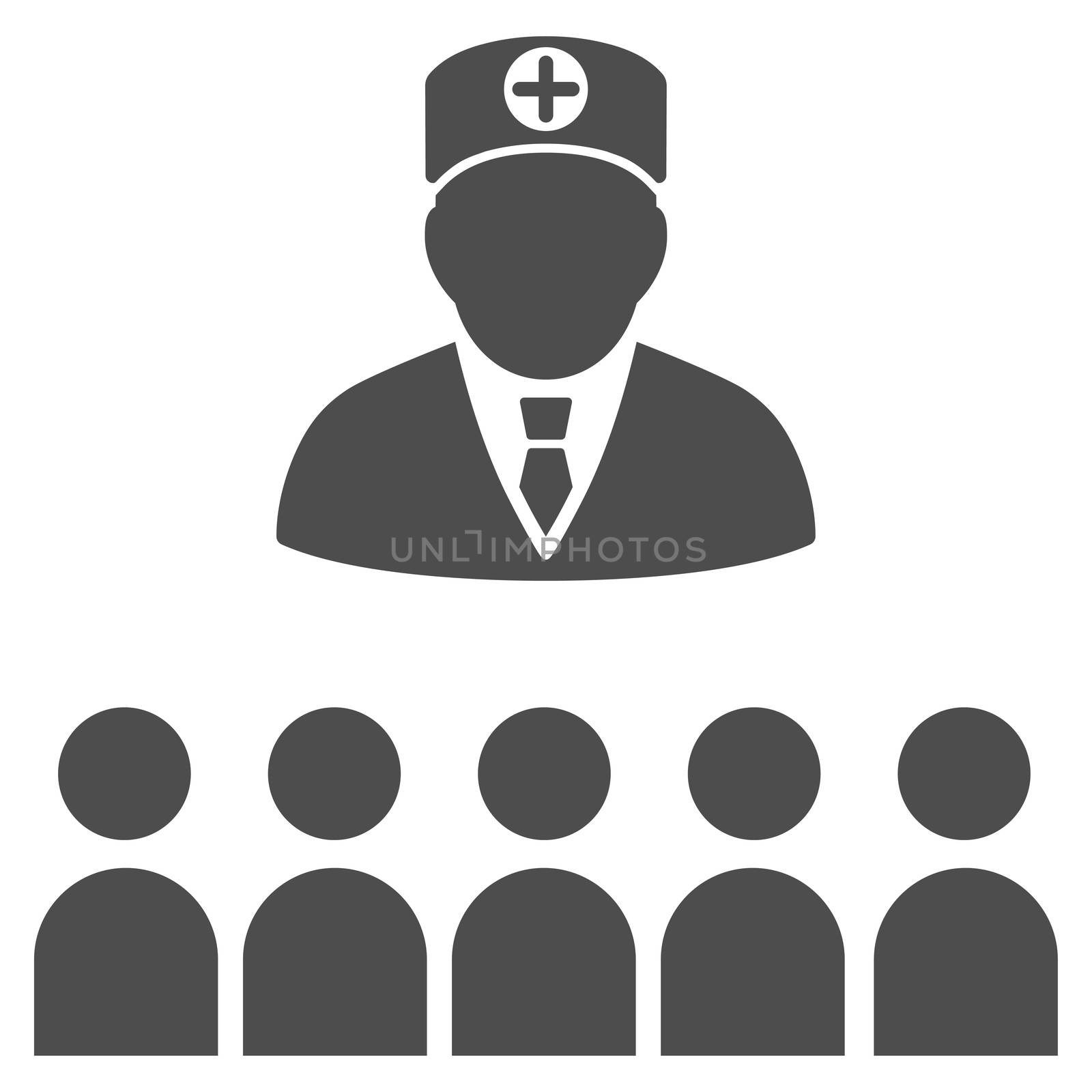 Doctor Class raster icon. Style is flat symbol, gray color, rounded angles, white background.