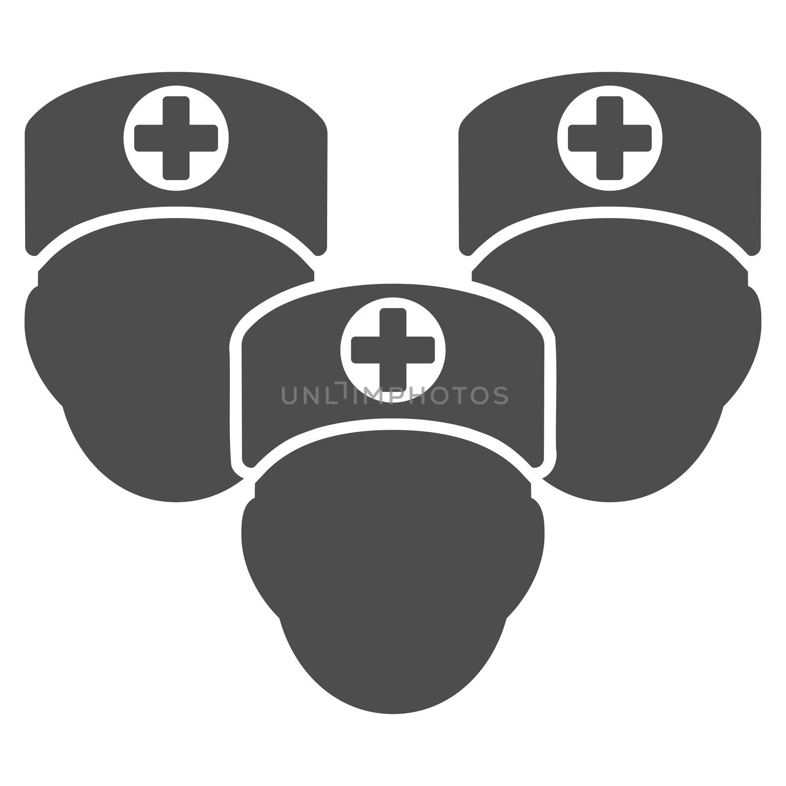 Medical Staff raster icon. Style is flat symbol, gray color, rounded angles, white background.