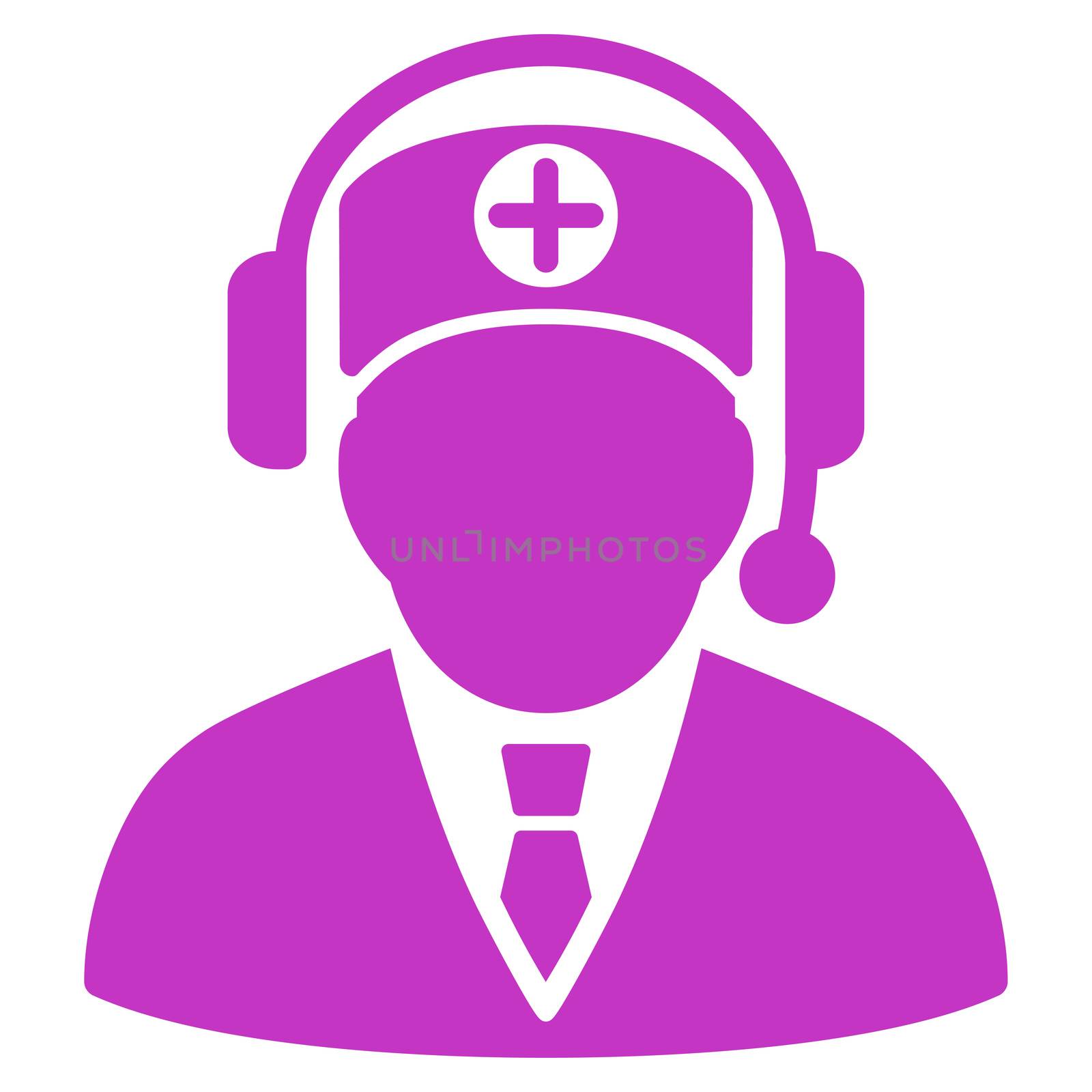 Medical Operator raster icon. Style is flat symbol, violet color, rounded angles, white background.