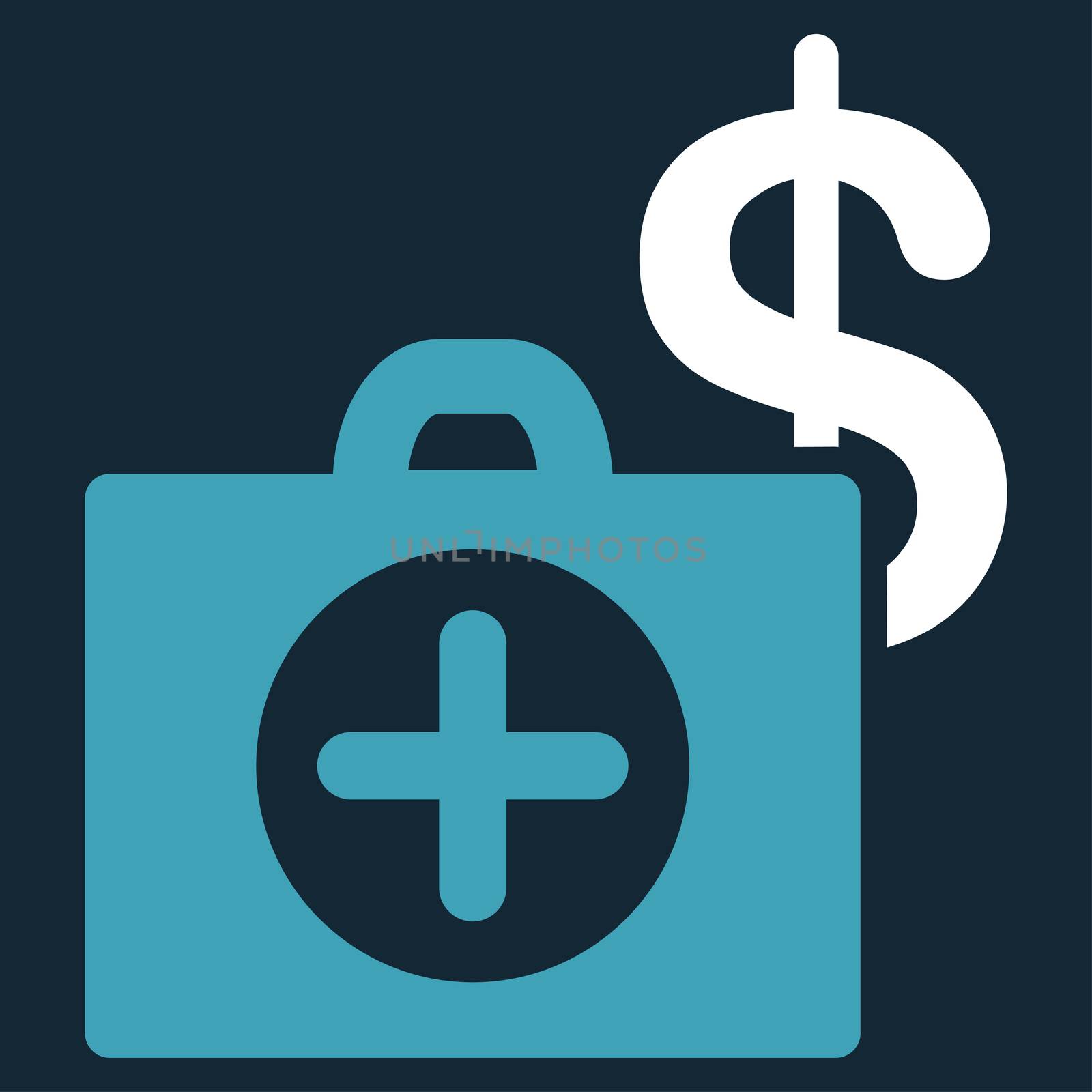 Payment Healthcare raster icon. Style is bicolor flat symbol, blue and white colors, rounded angles, dark blue background.