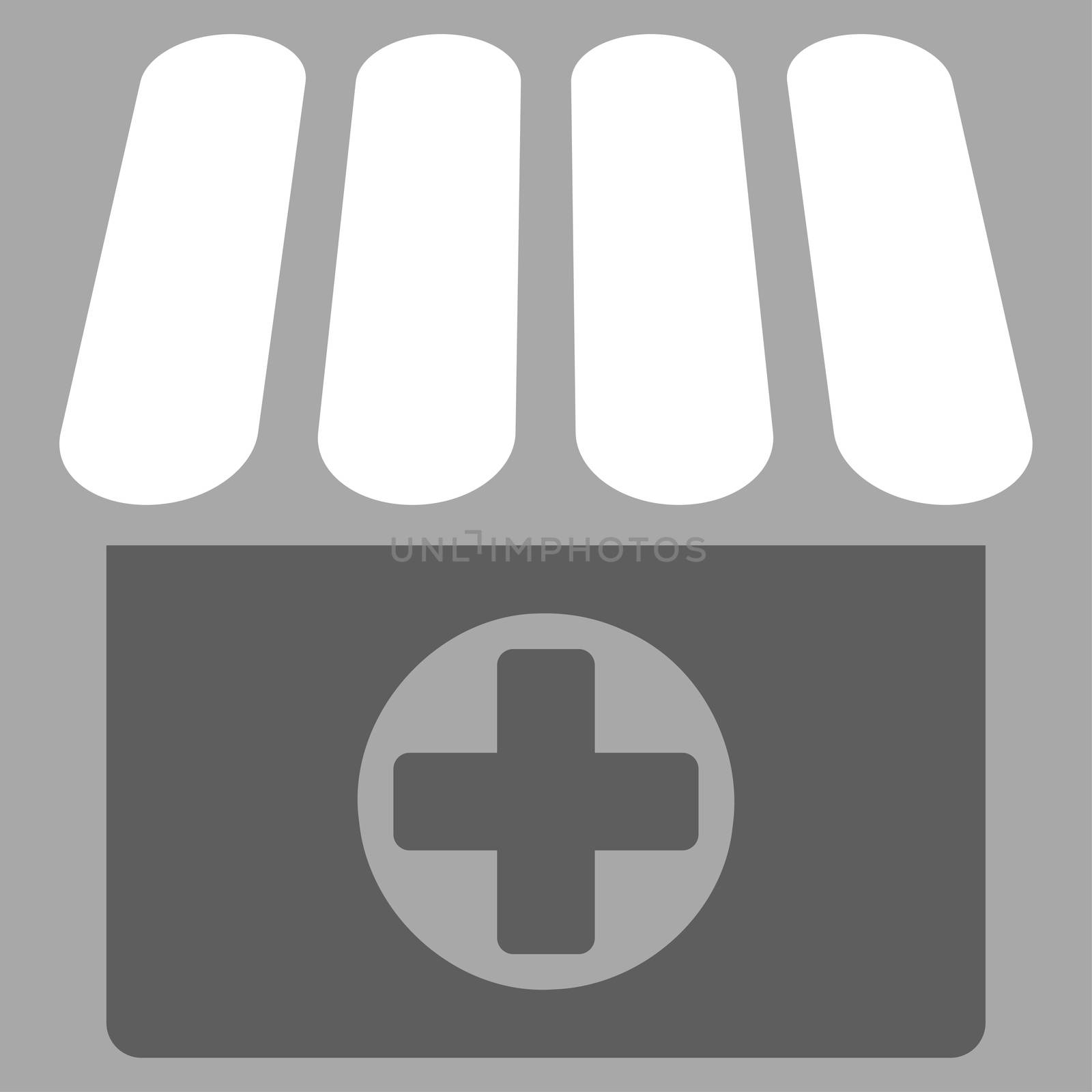 Apothecary raster icon. Style is bicolor flat symbol, dark gray and white colors, rounded angles, silver background.