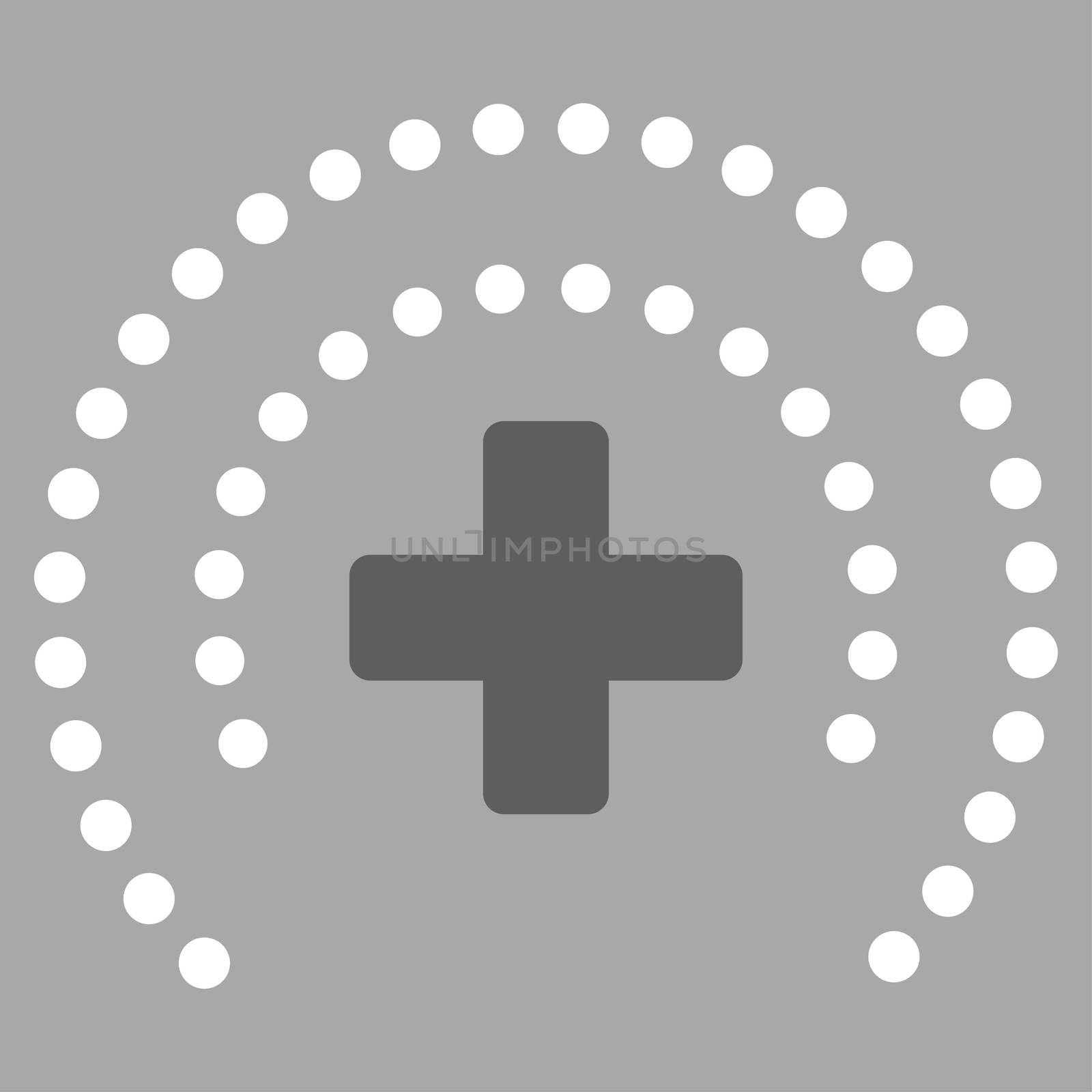 Health Care Protection raster icon. Style is bicolor flat symbol, dark gray and white colors, rounded angles, silver background.