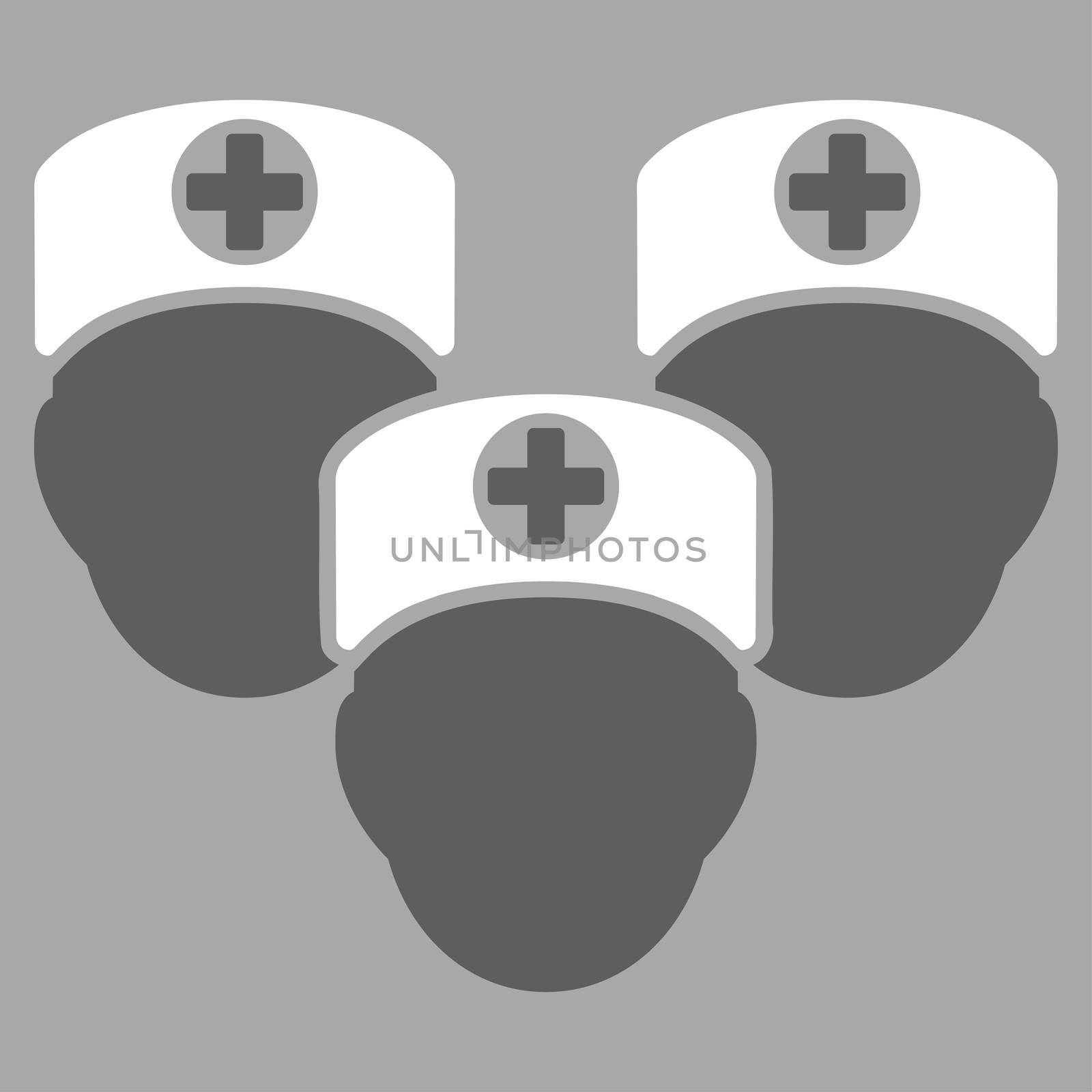 Medical Staff raster icon. Style is bicolor flat symbol, dark gray and white colors, rounded angles, silver background.