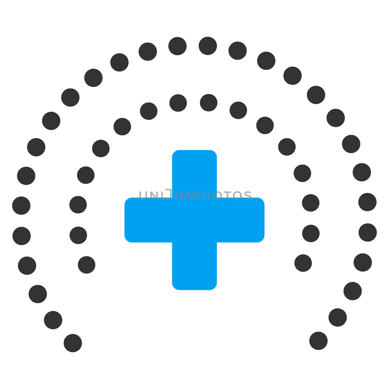 Health Care Protection raster icon. Style is bicolor flat symbol, blue and gray colors, rounded angles, white background.