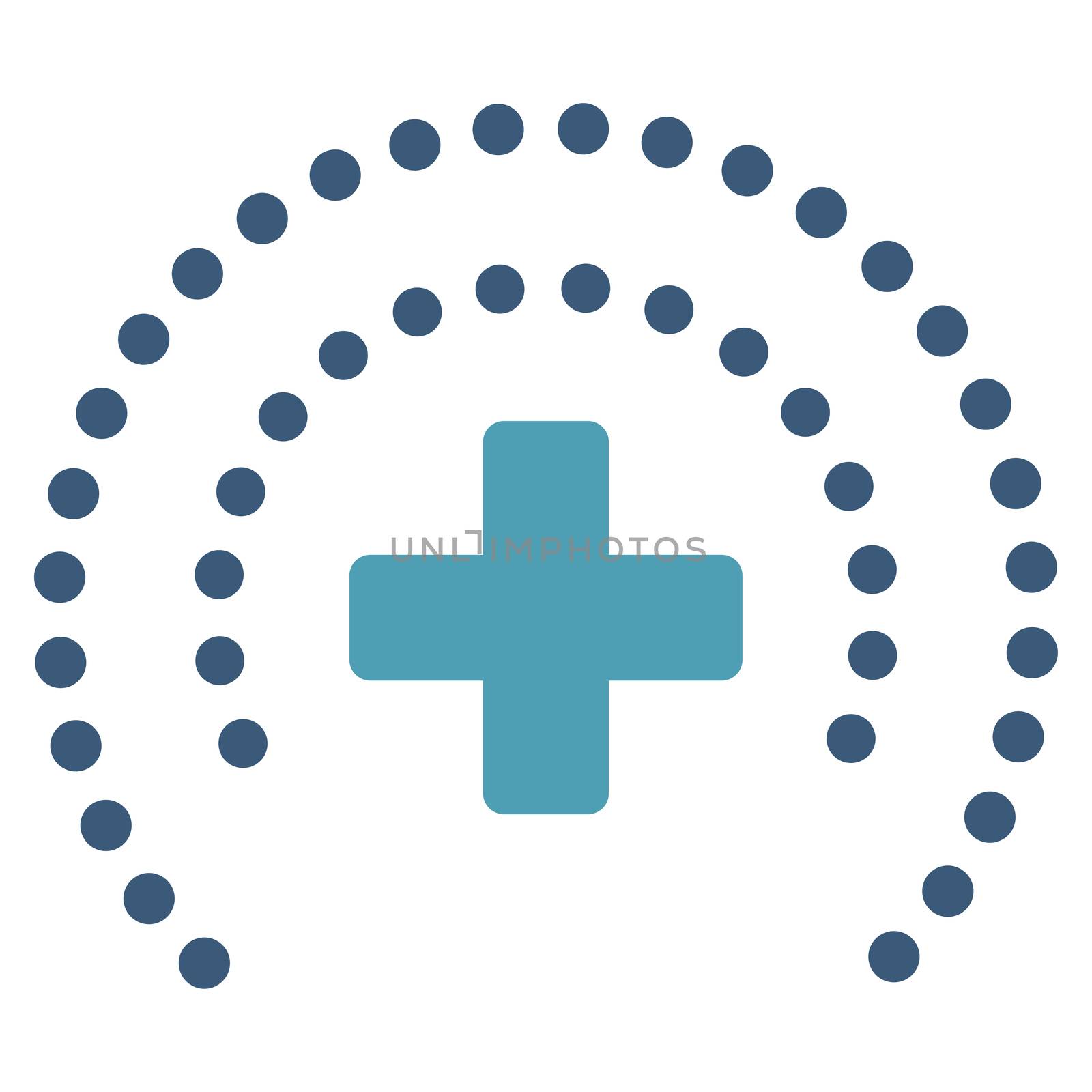 Health Care Protection raster icon. Style is bicolor flat symbol, cyan and blue colors, rounded angles, white background.