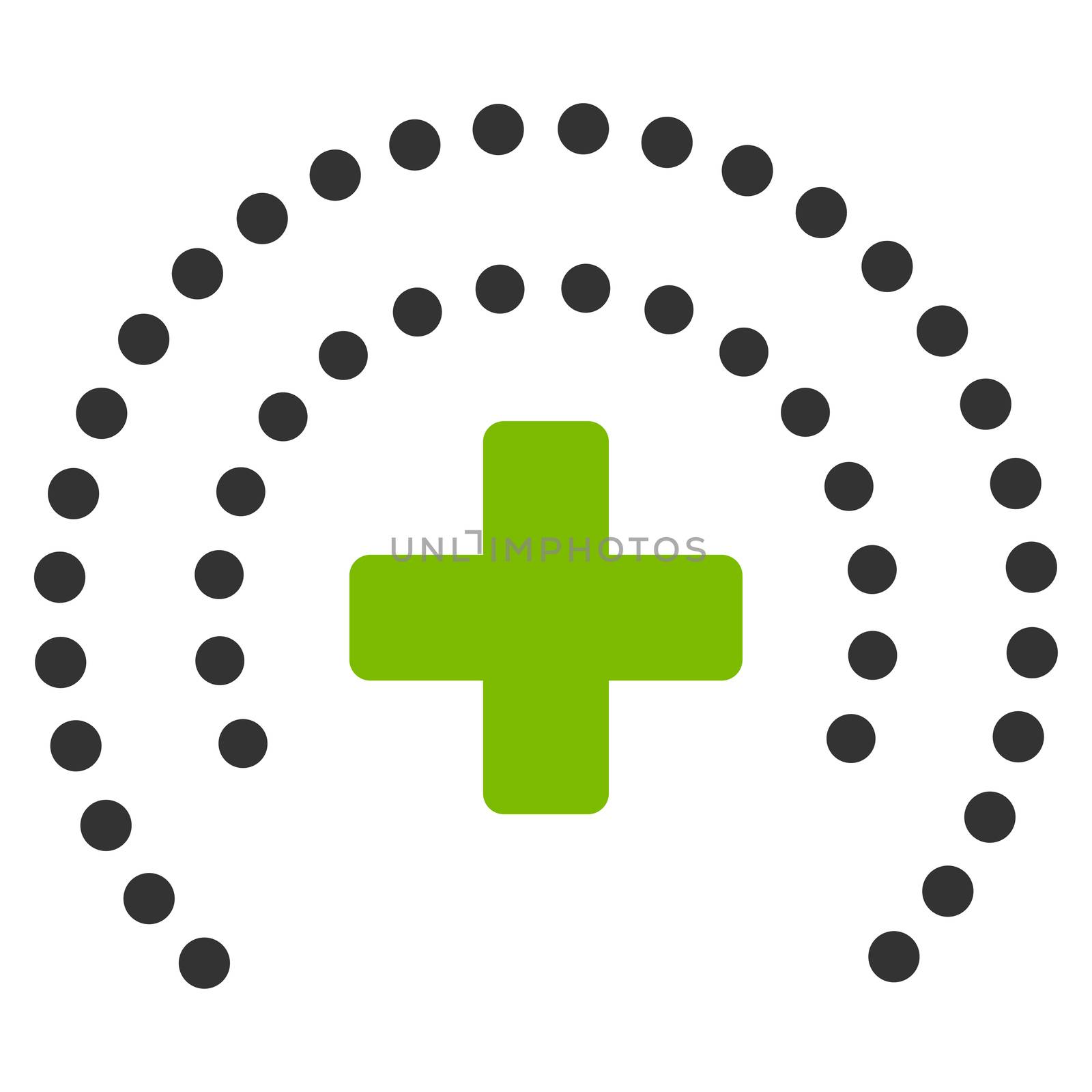 Health Care Protection raster icon. Style is bicolor flat symbol, eco green and gray colors, rounded angles, white background.