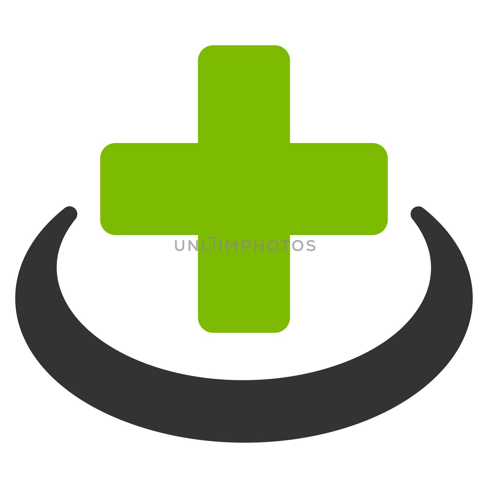 Medical Community raster icon. Style is bicolor flat symbol, eco green and gray colors, rounded angles, white background.