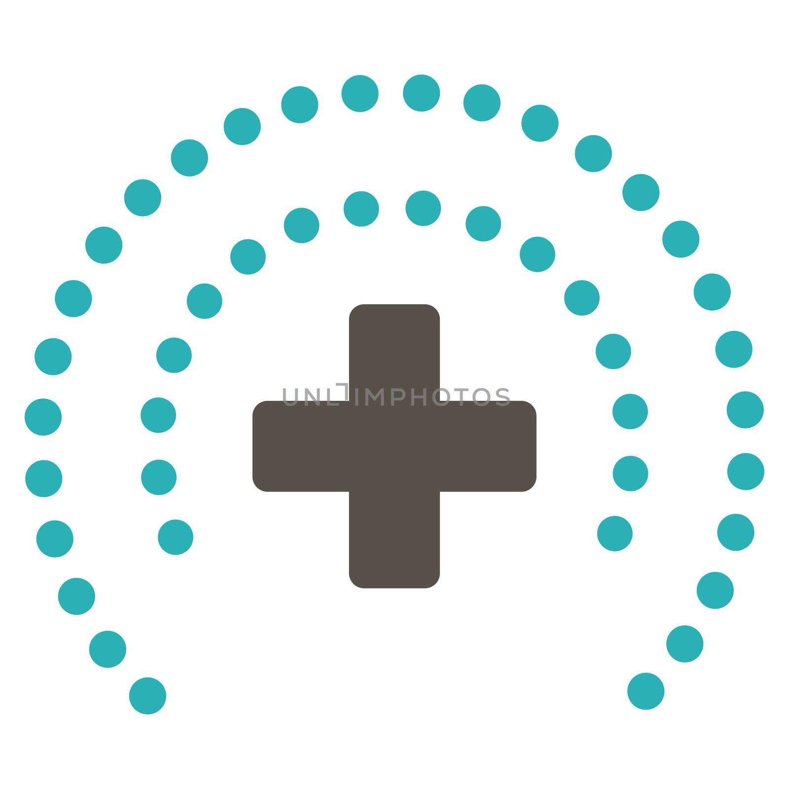 Health Care Protection raster icon. Style is bicolor flat symbol, grey and cyan colors, rounded angles, white background.
