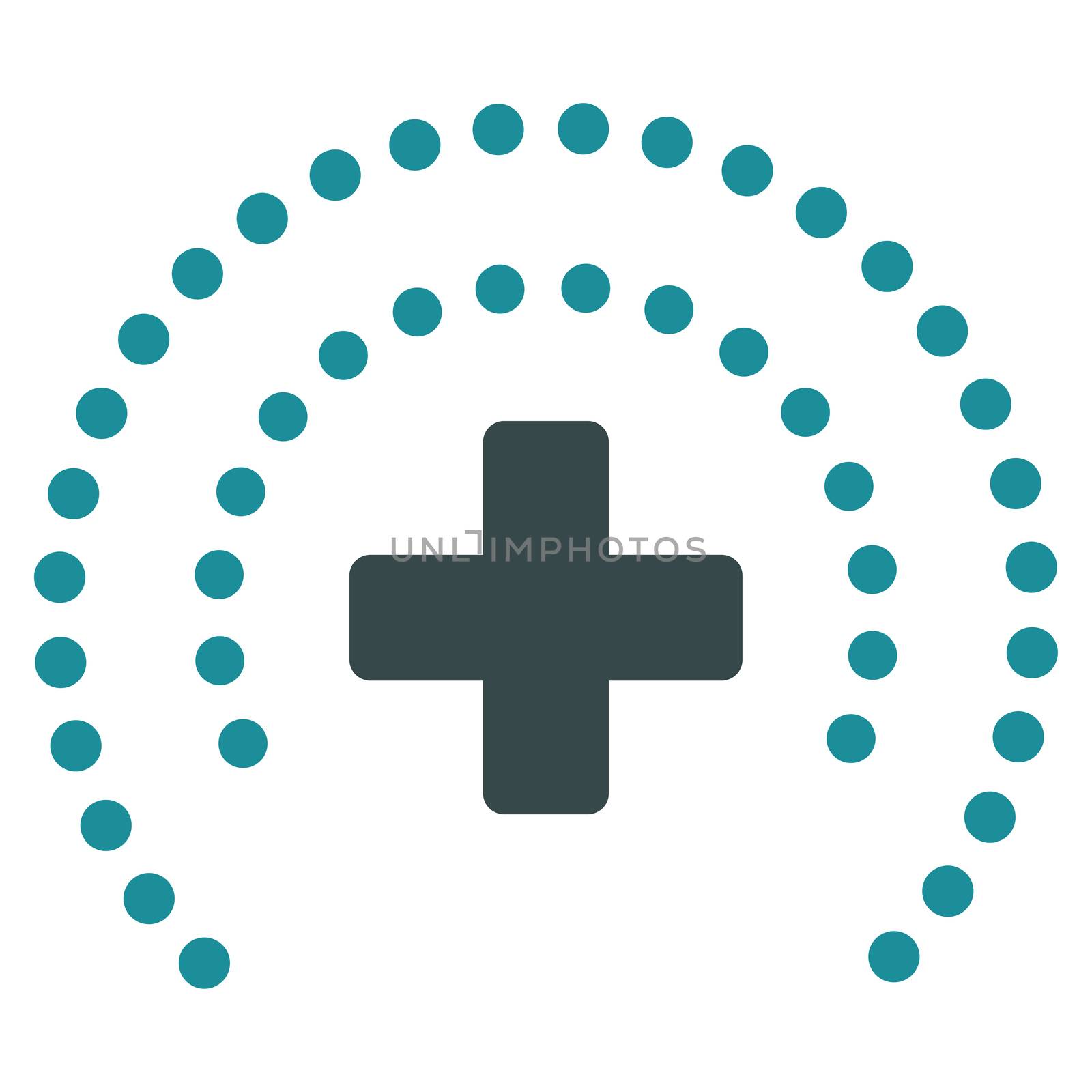 Health Care Protection raster icon. Style is bicolor flat symbol, soft blue colors, rounded angles, white background.