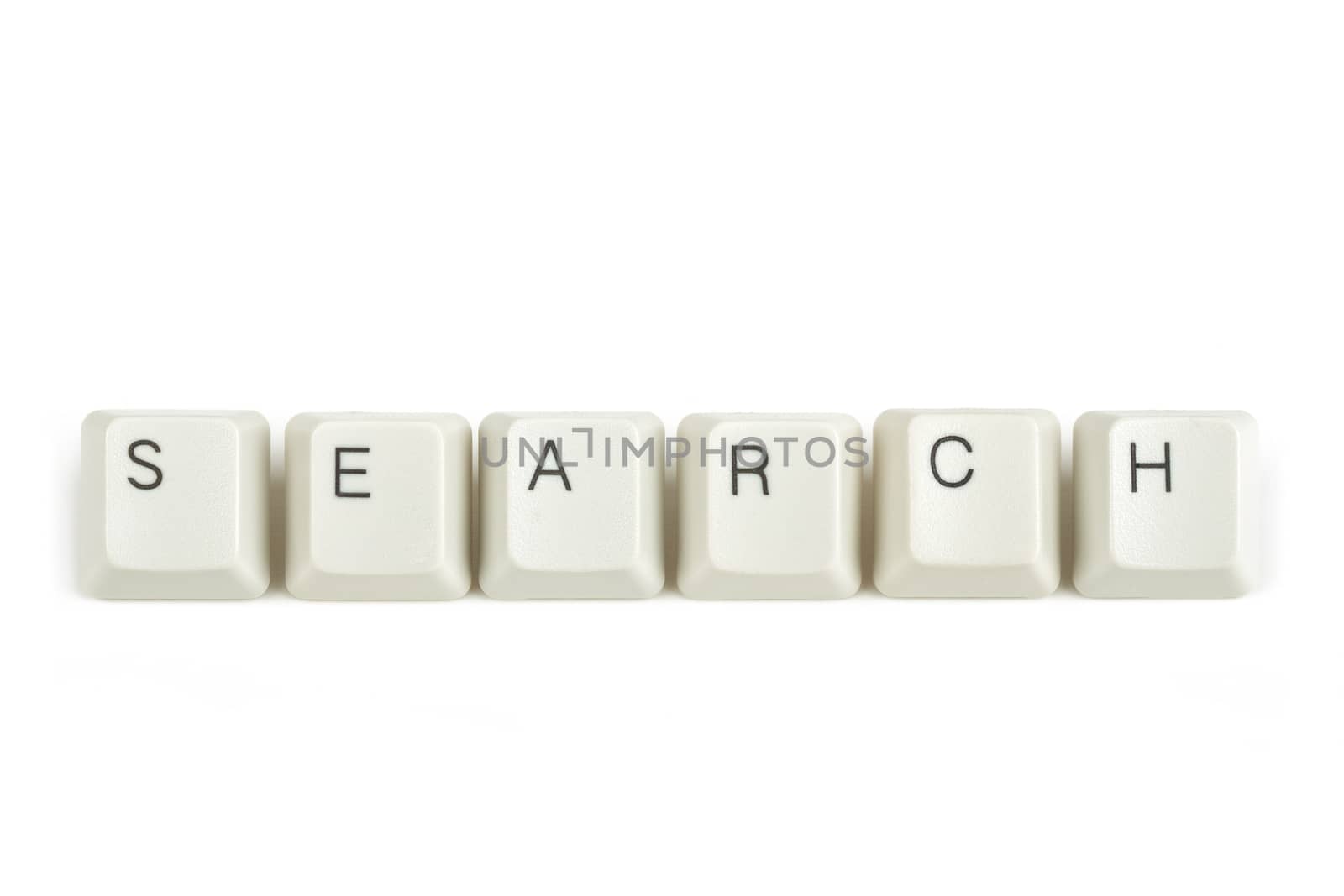 search text from scattered keyboard keys isolated on white background