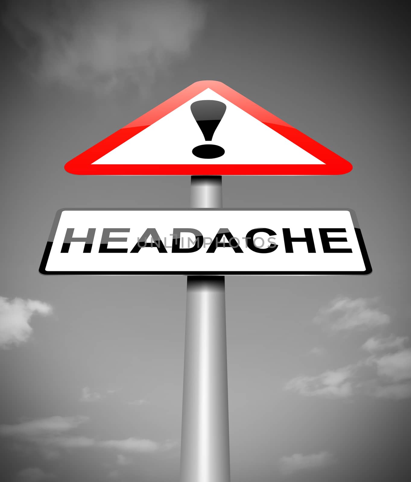 Illustration depicting a sign with a headache concept.