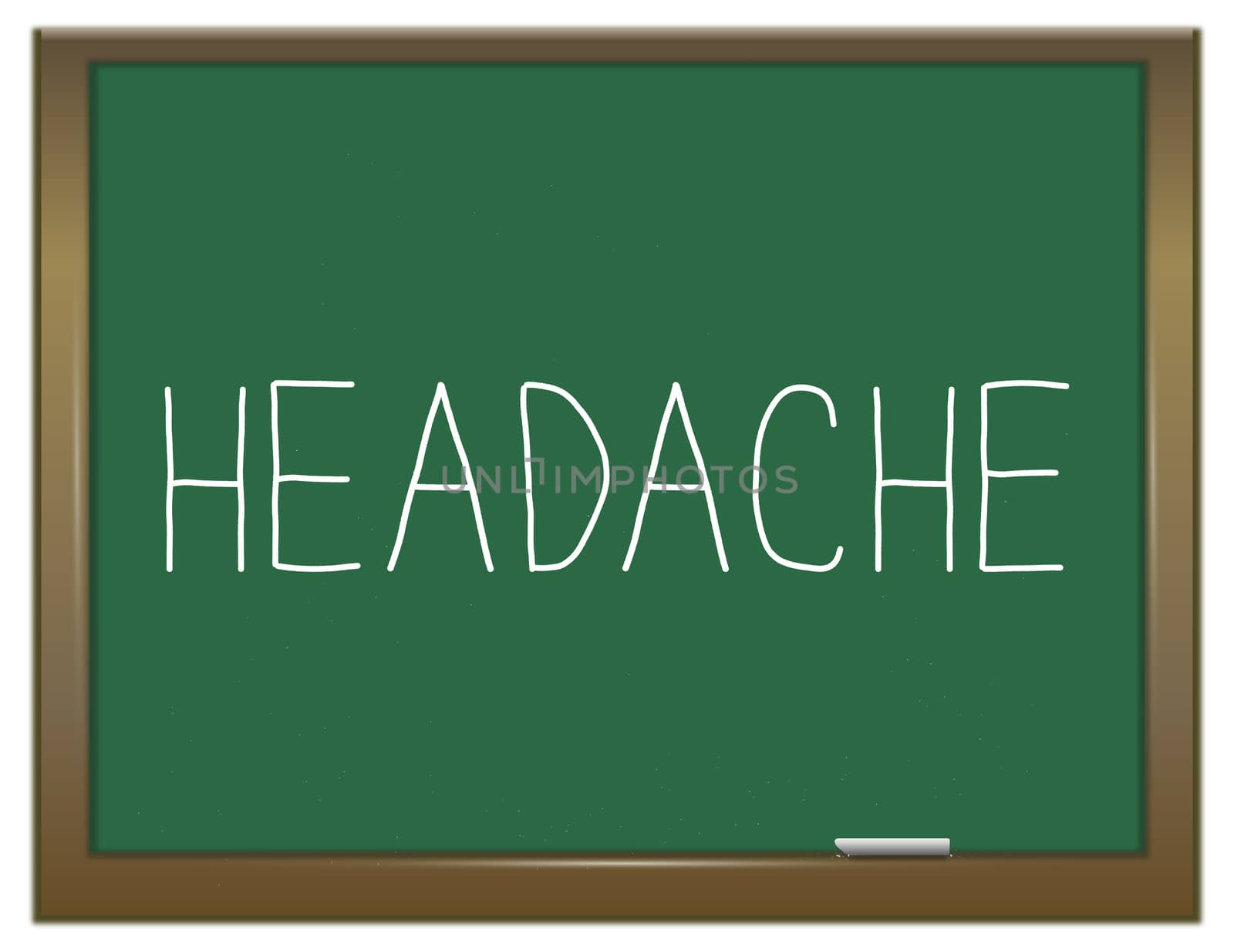 Illustration depicting a green chalkboard with a headache concept.