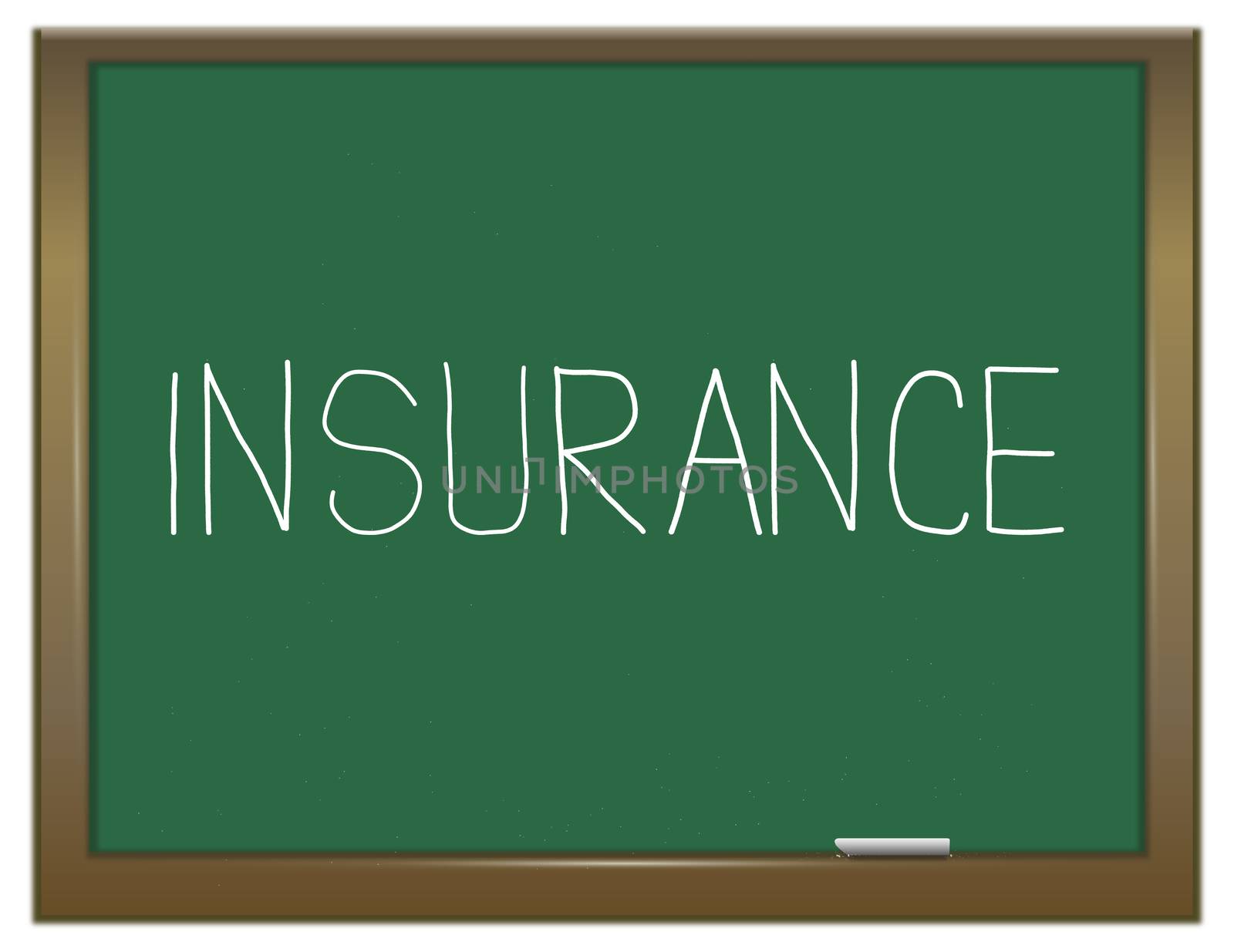 Illustration depicting a green chalkboard with an insurance concept.