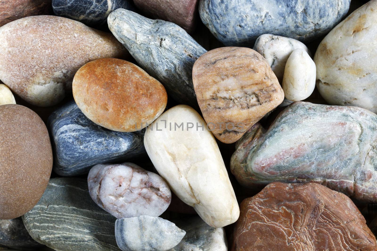 Detail of the various sea pebbles - gravel stones