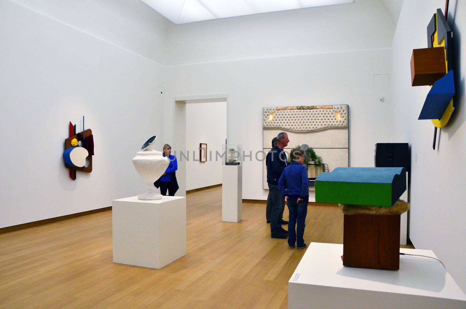 Amsterdam, Netherlands - May 6, 2015: People visit Exhibition in Stedelijk Museum in Amsterdam located in the museum park, Netherlands on May 6, 2015