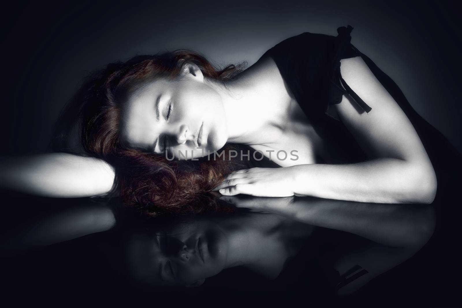 Romantic Image of a Woman with Closed Eyes Dreaming