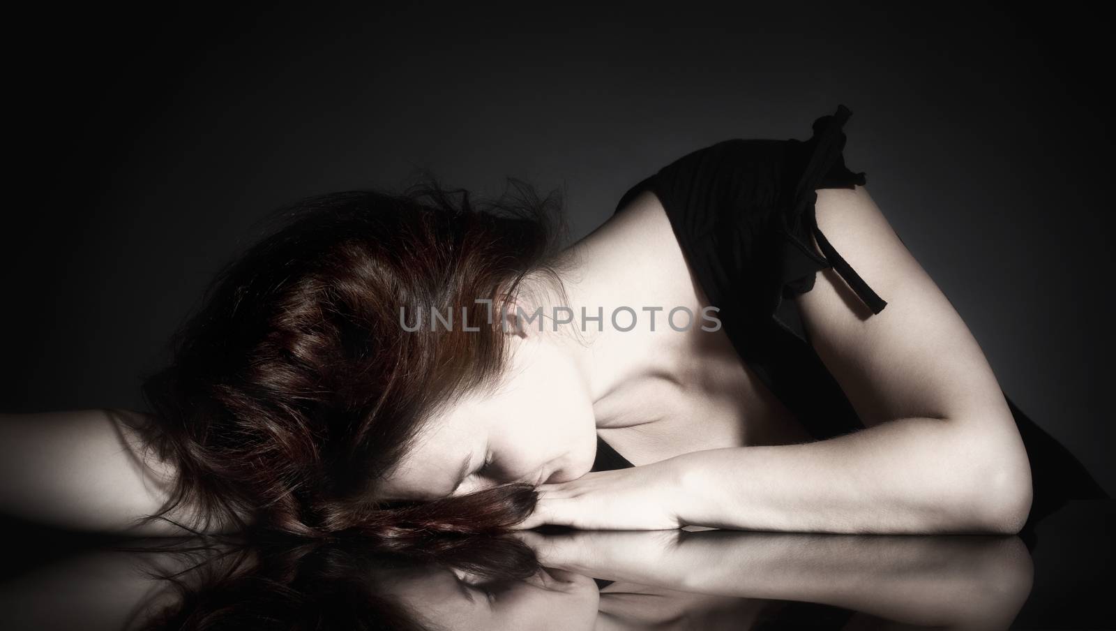Woman with Closed Eyes Dreaming by courtyardpix