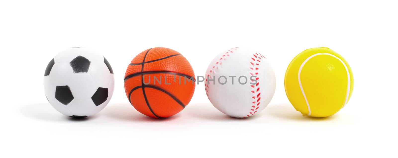 Small toy balls isolated on white background