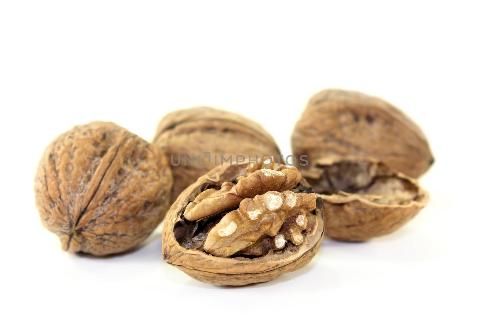 brown Walnuts on a bright background