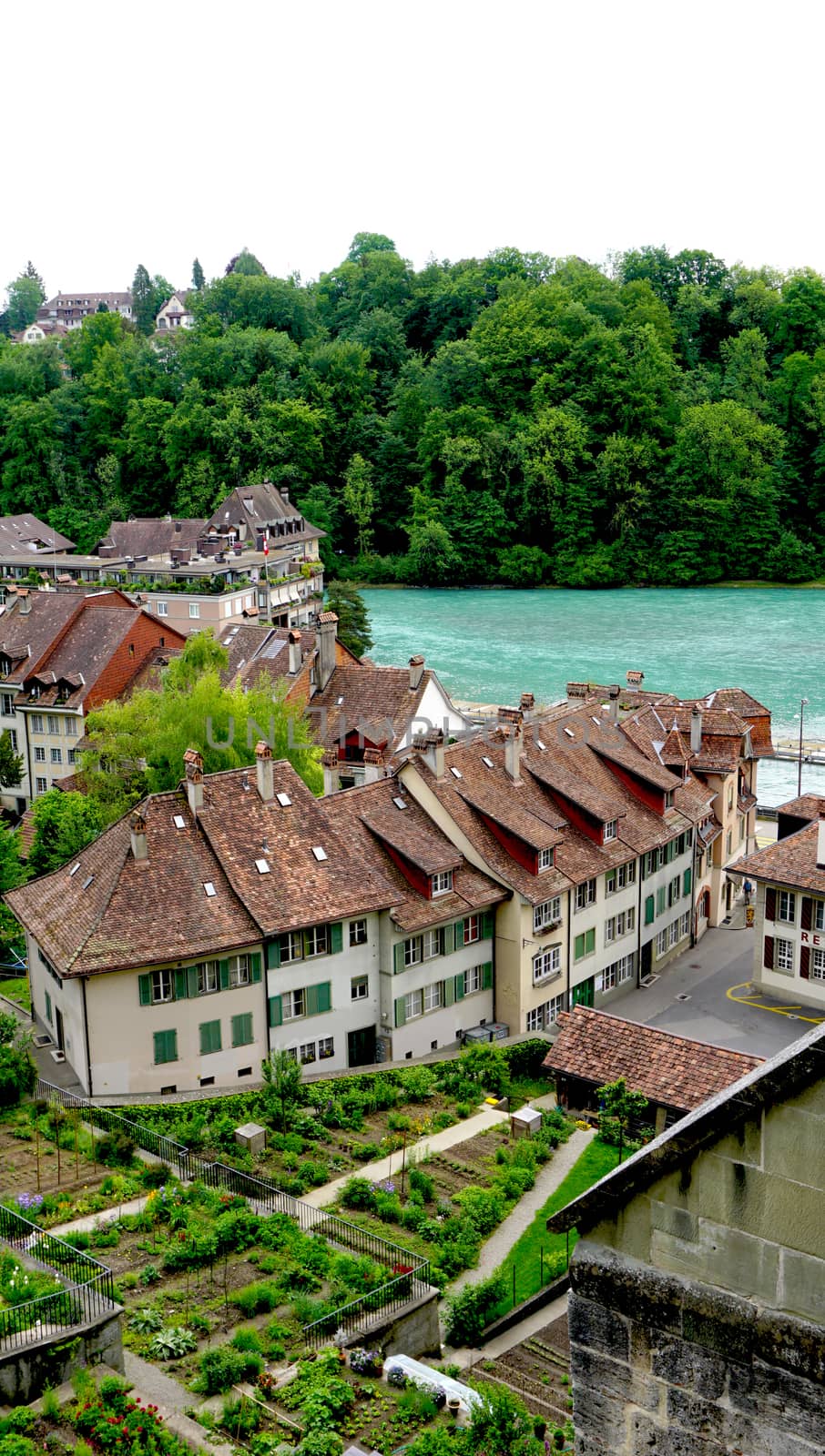 Scene old town city and river on bridge in Bern, Switzerland