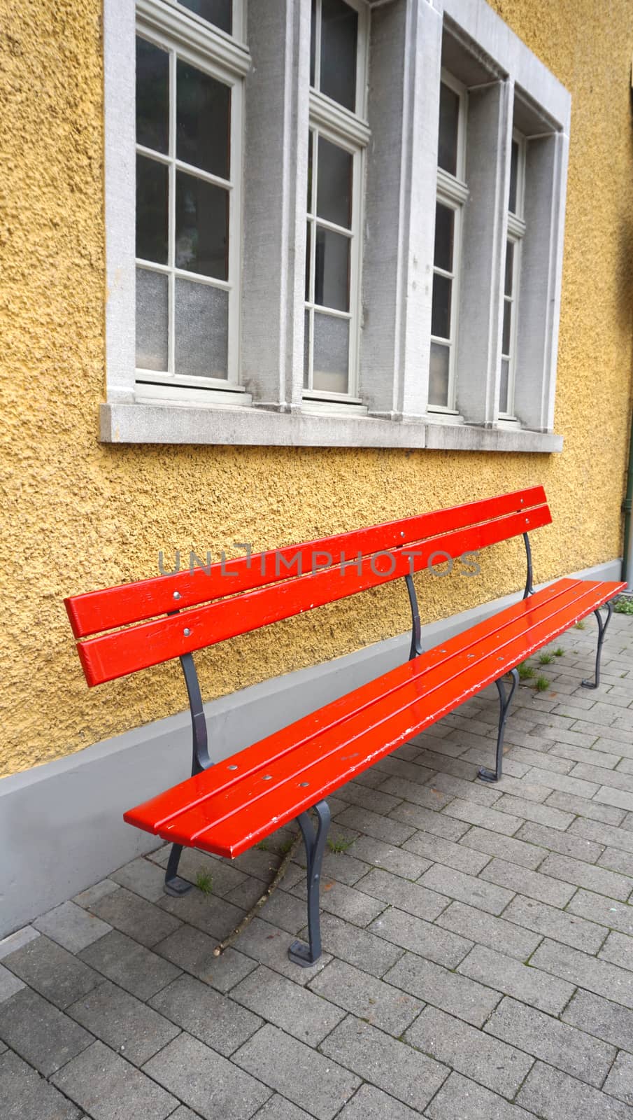 Seating area at Train station Vitznau, Lucerne,  Switzerland