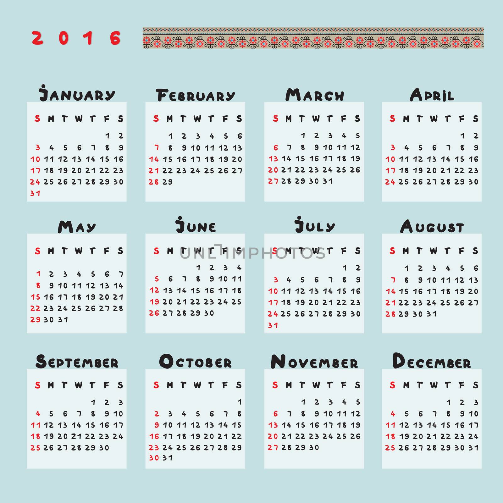 calendar 2016 by catacos