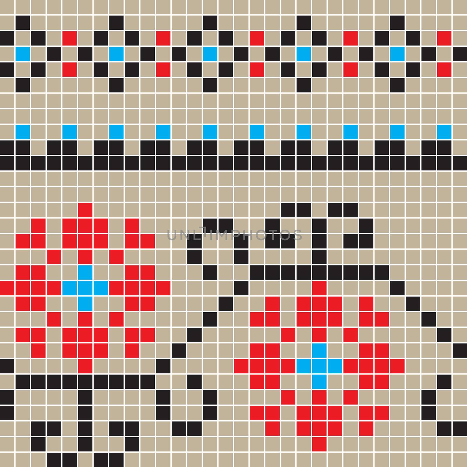 Freestyle seamless pixel pattern inspired by traditional Romanian motifs