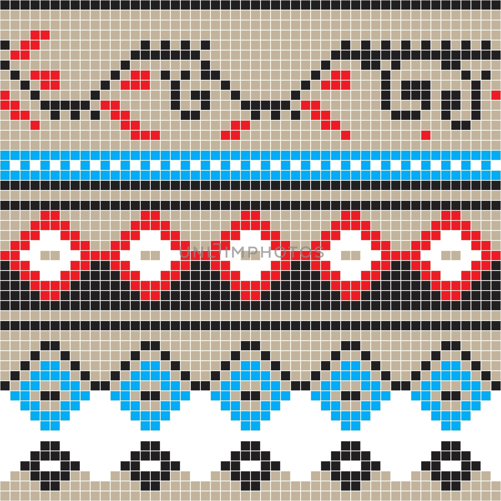 Freestyle pixel pattern inspired by Romanian traditional motifs