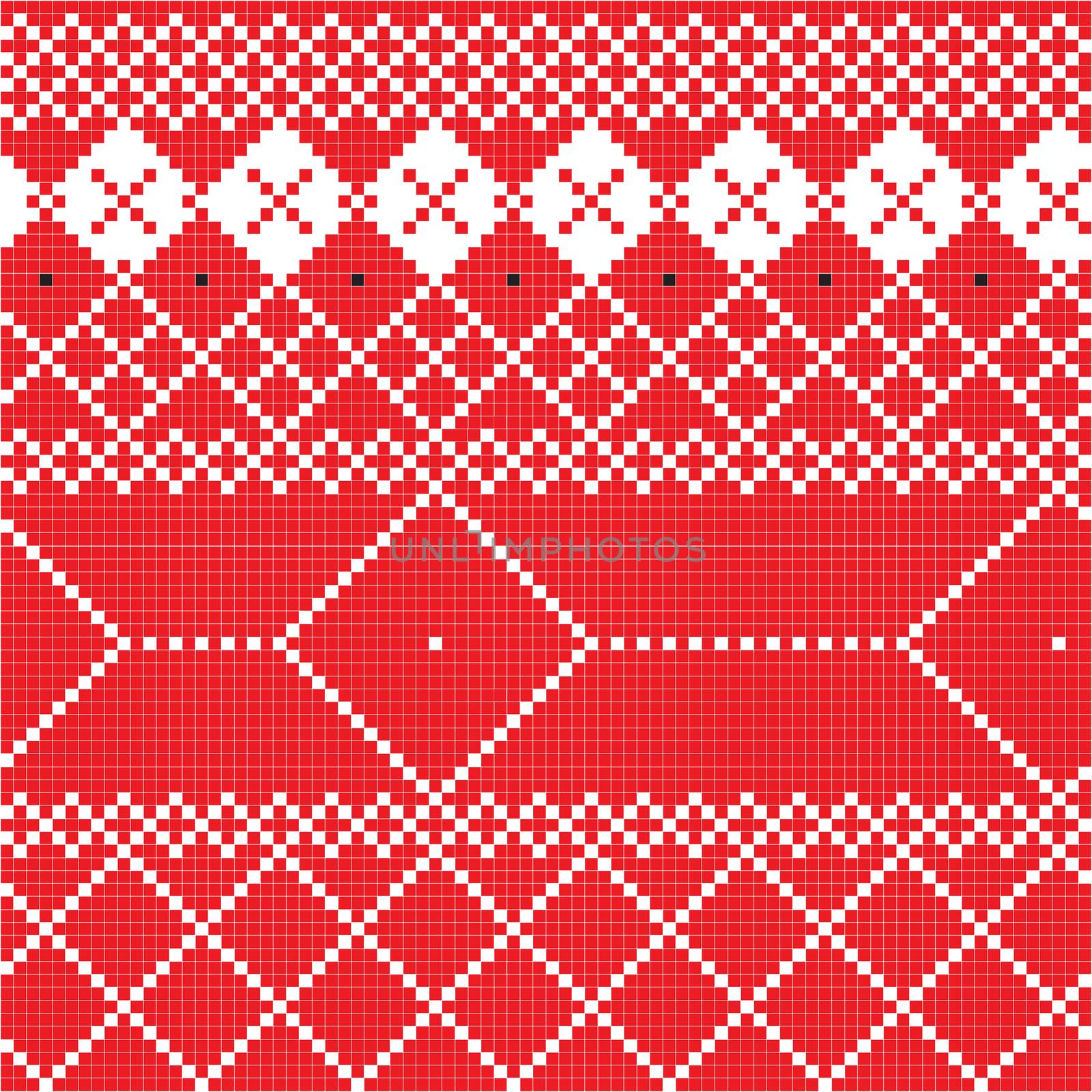 Freestyle pixel pattern inspired by Balkan traditional motifs