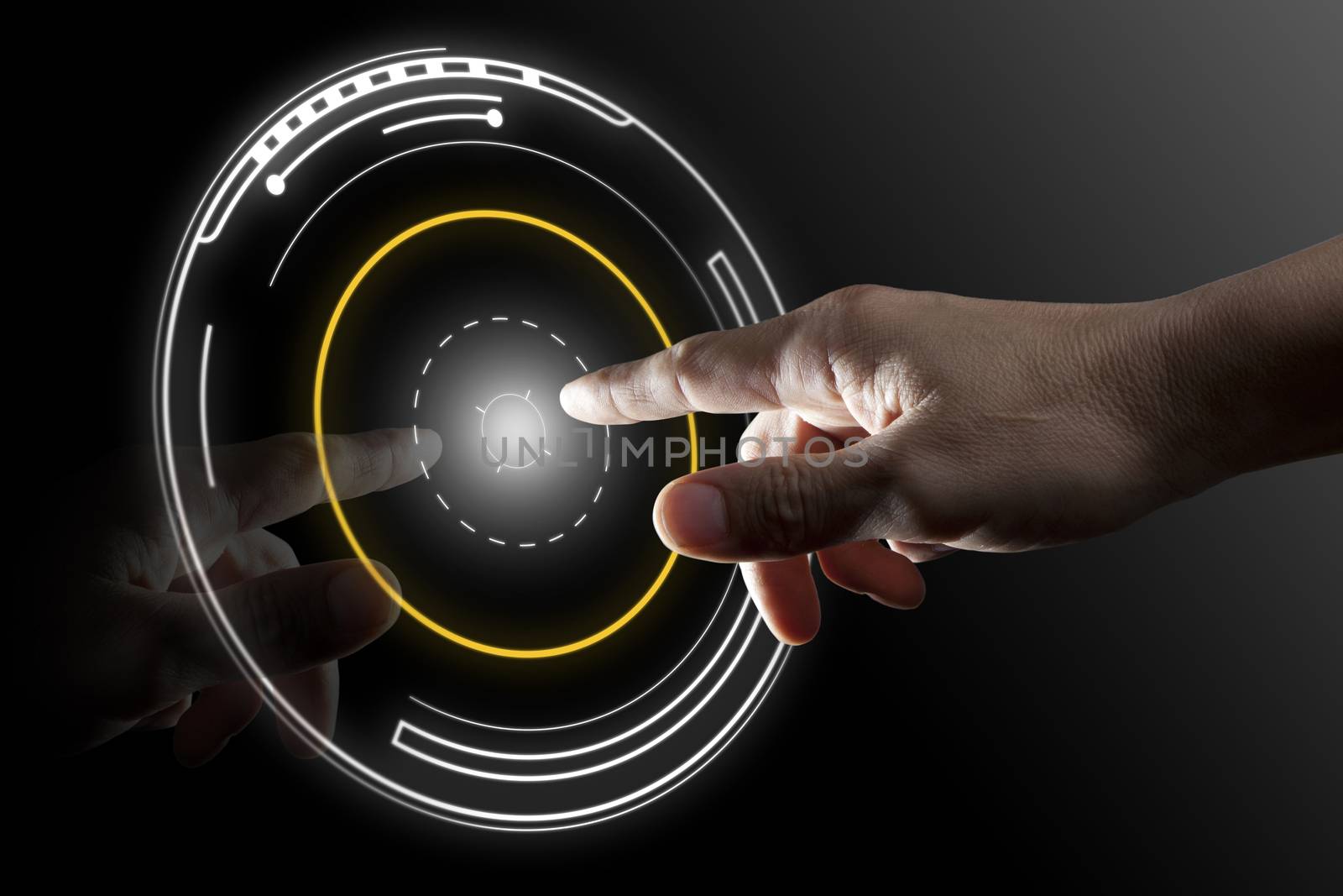 finger touch virtual button with black background