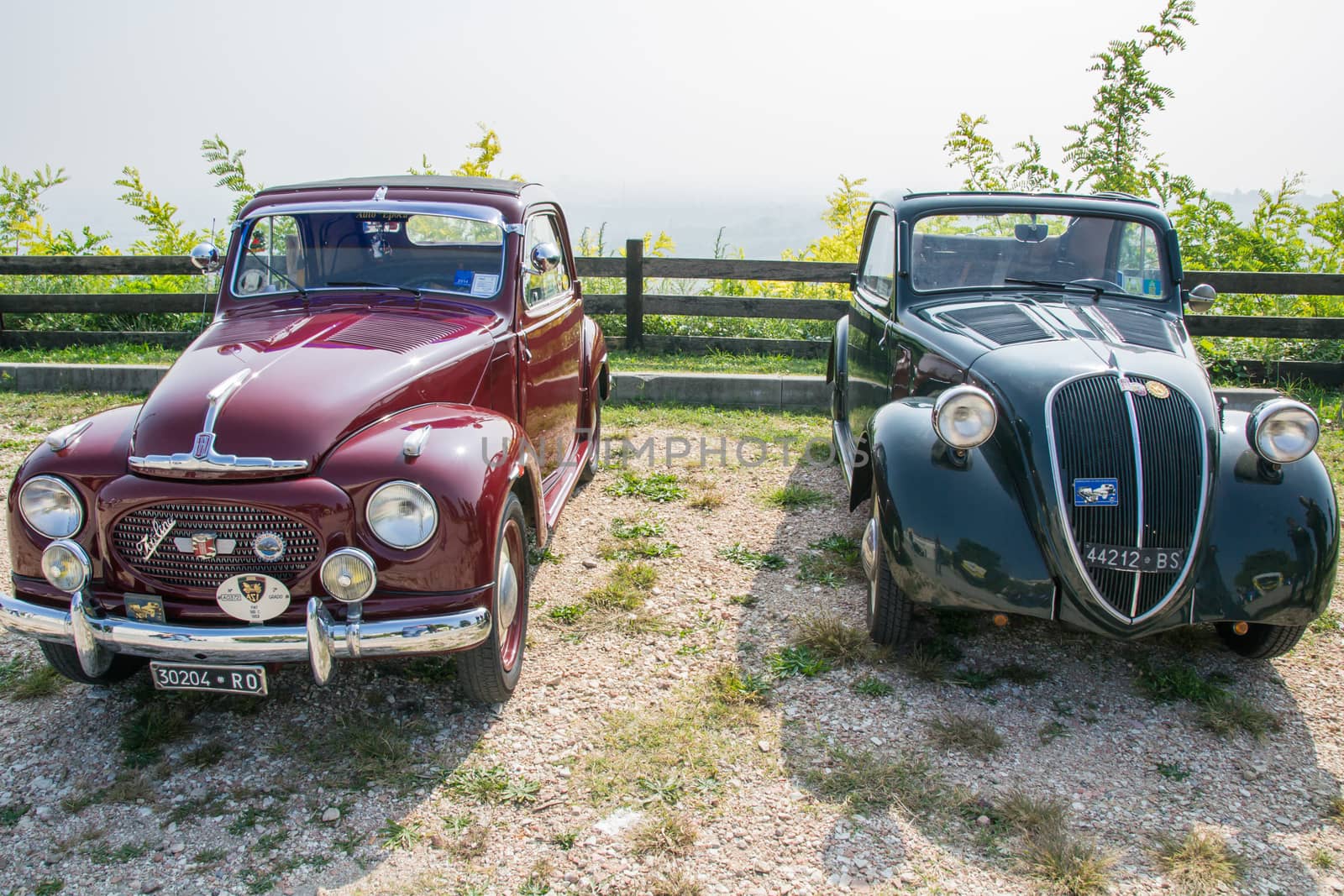 VERONA, ITALY - SEPTEMBER 27: Topolino cars. Topolino Autoclub Italia organizes a gathering on Lake Garda Sunday, September 27, 2014. Cars and enthusiasts from all over Italy.