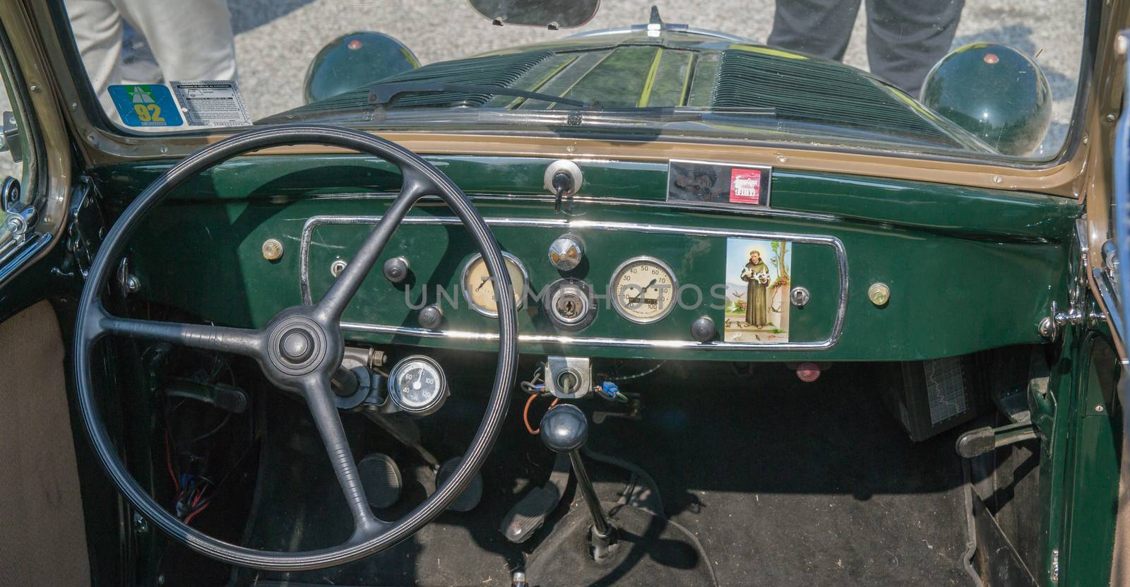 interior of italian vintage car