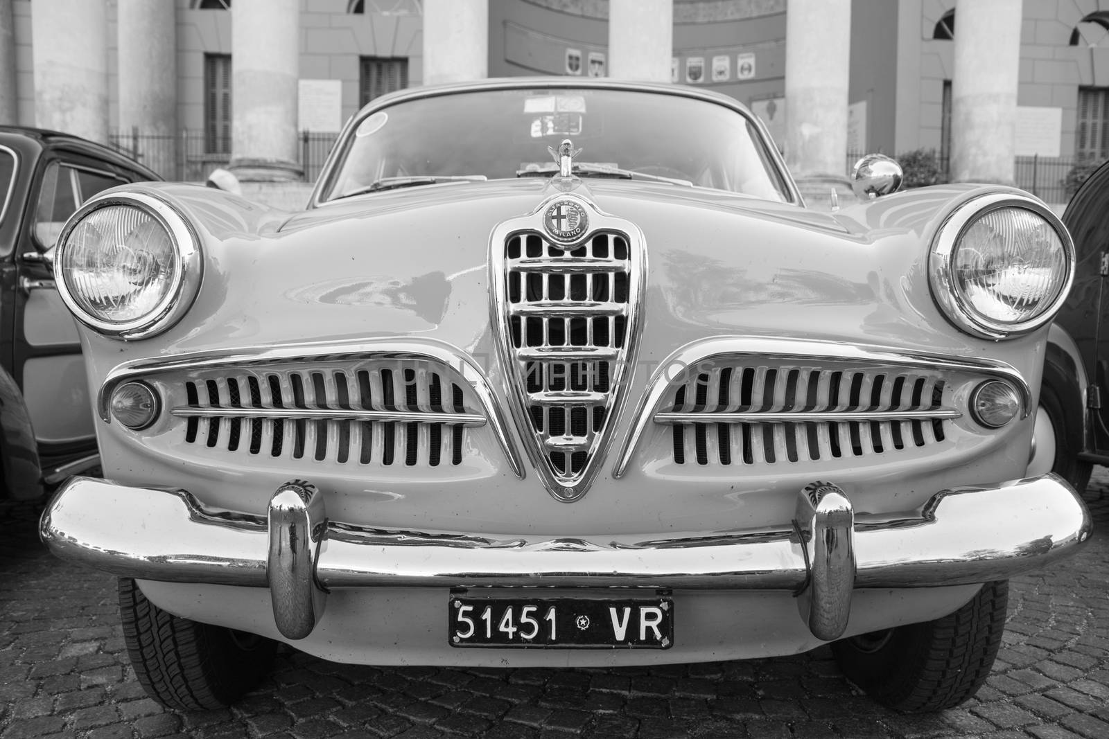 VERONA, ITALY - JANUARY 6: Classic vintage cars. Benaco Classic Autoclub organizes a gathering called "witch of the policeman" on Verona Tuesday, January 6, 2015. The proceeds are donated to charity.