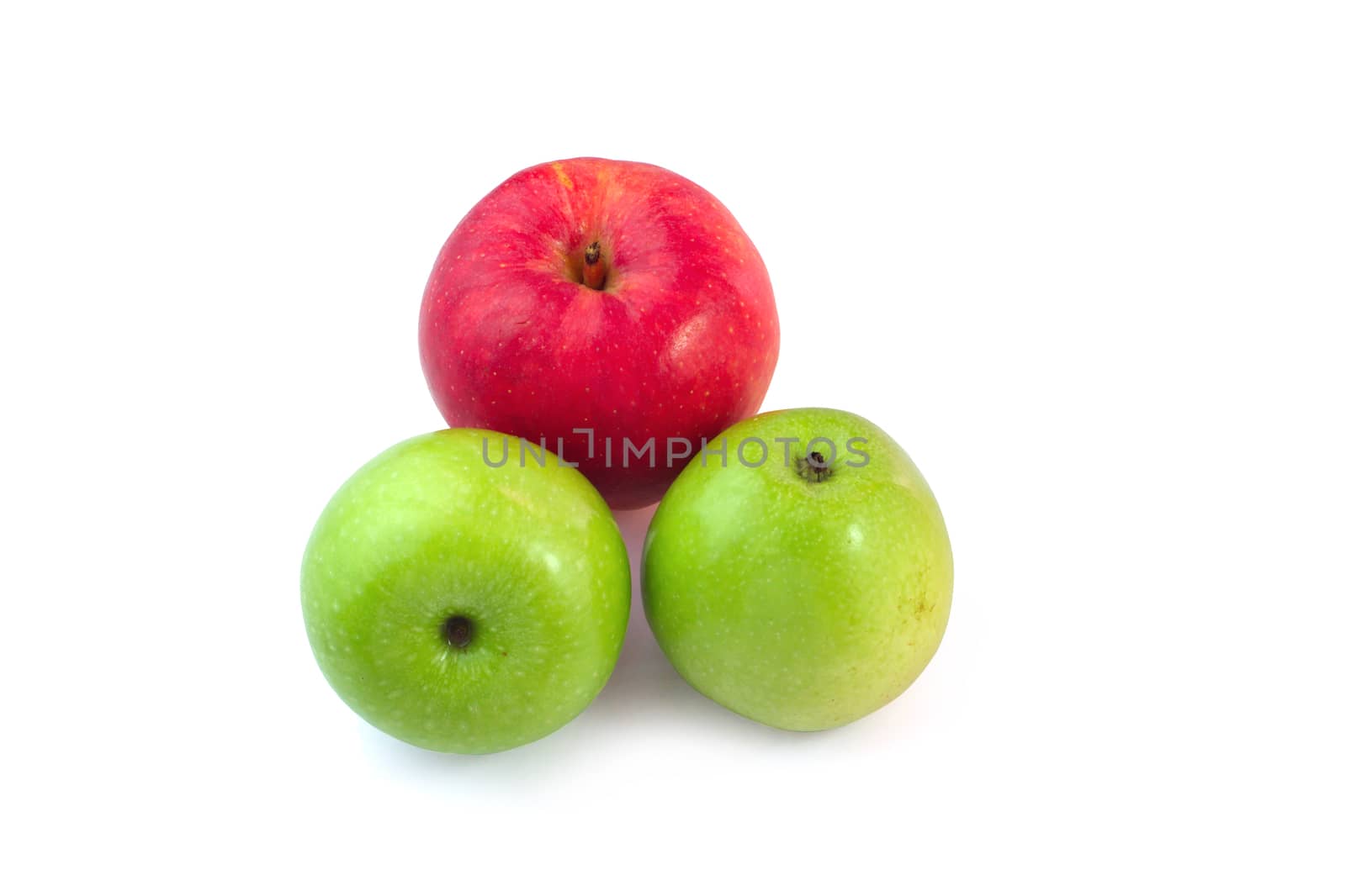 Red and green apple isolate white background